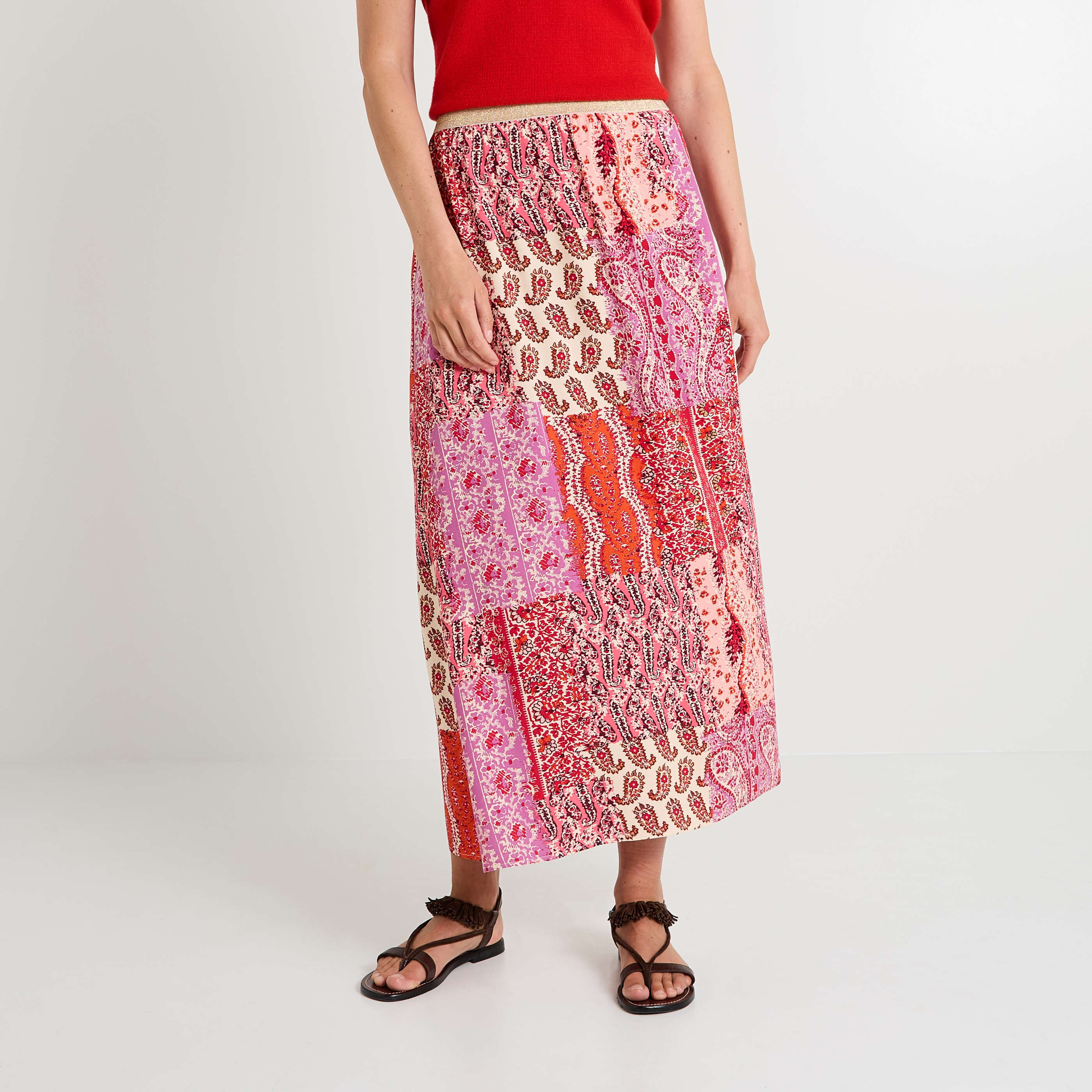 Jupe longue imprim&eacute;e femme