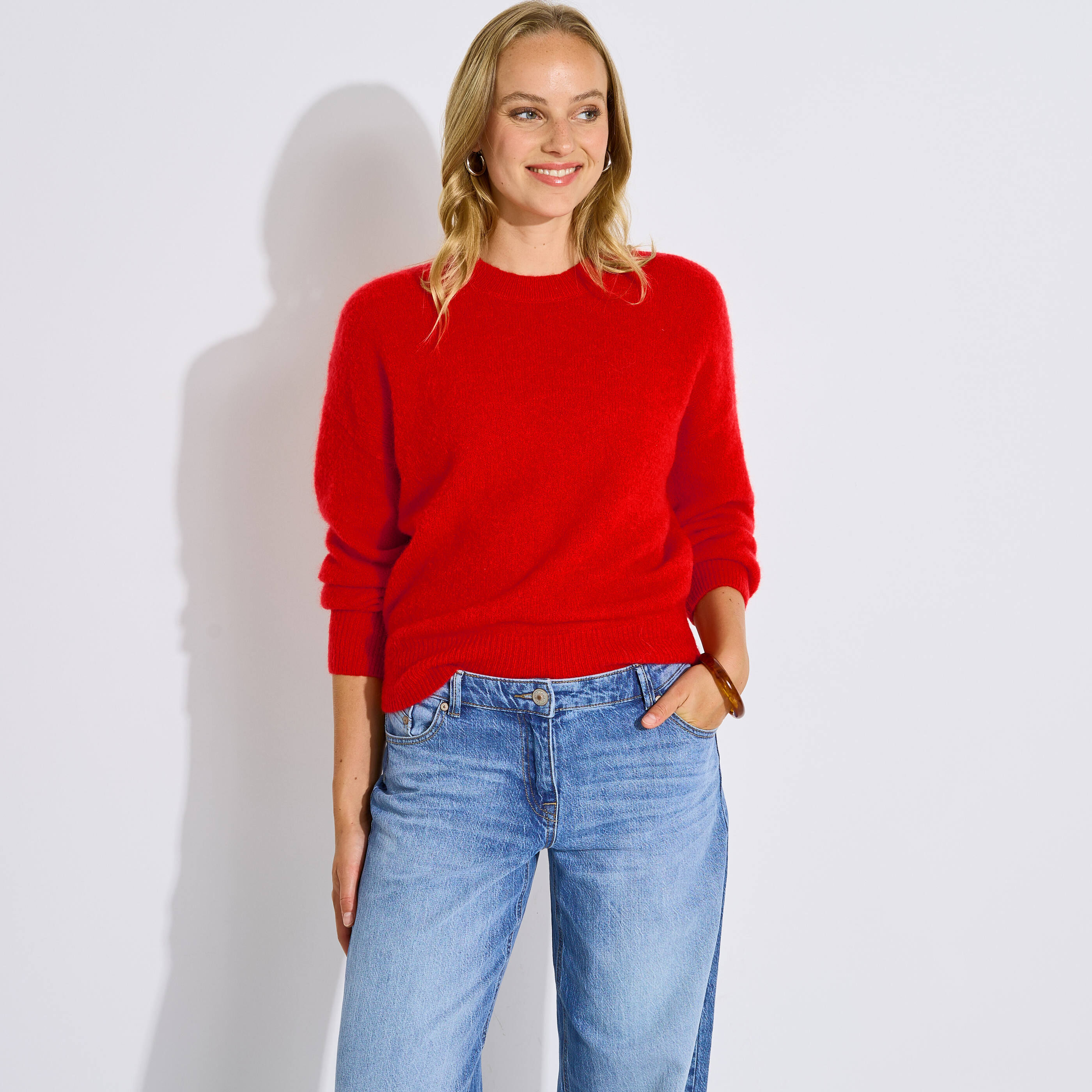 Pull col rond maille moelleuse femme