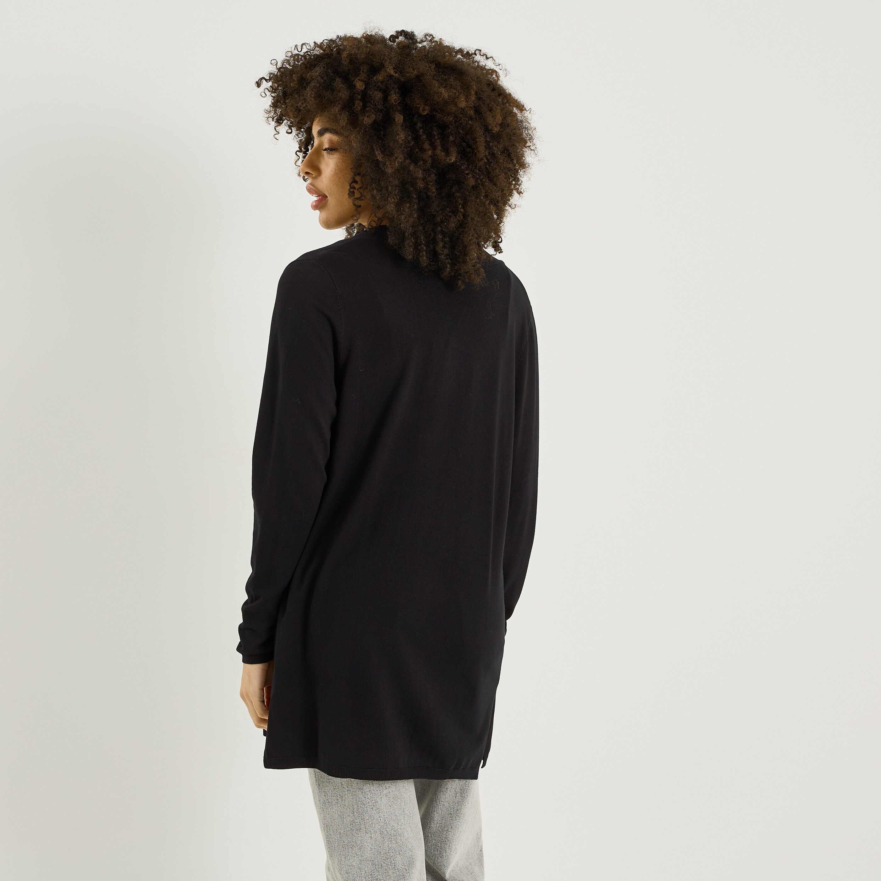 Gilet long uni femme