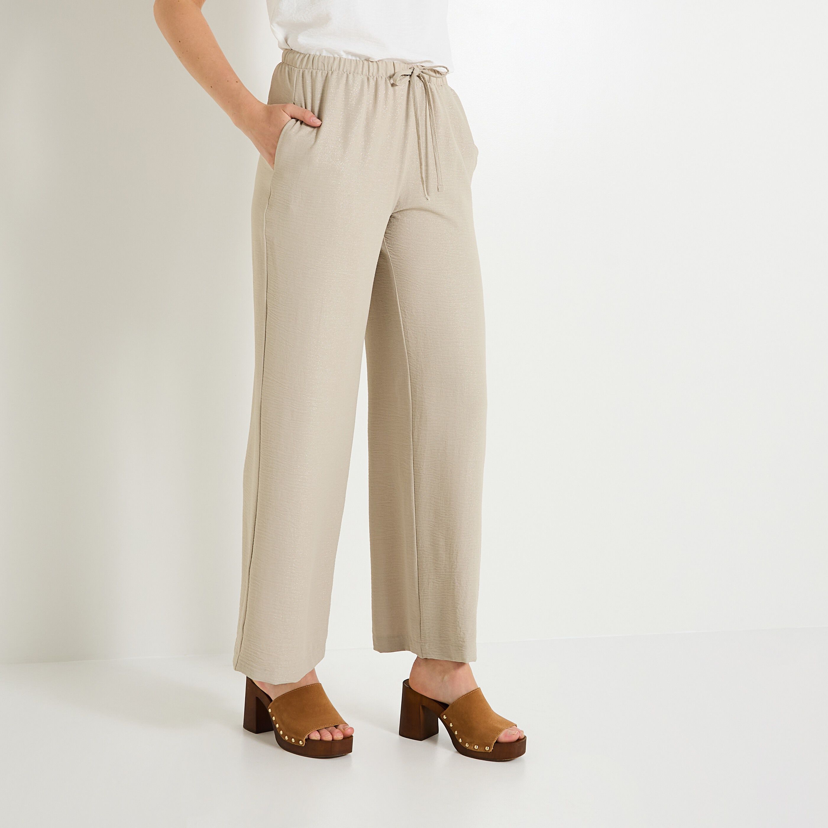 Pantalon large iris&eacute; femme