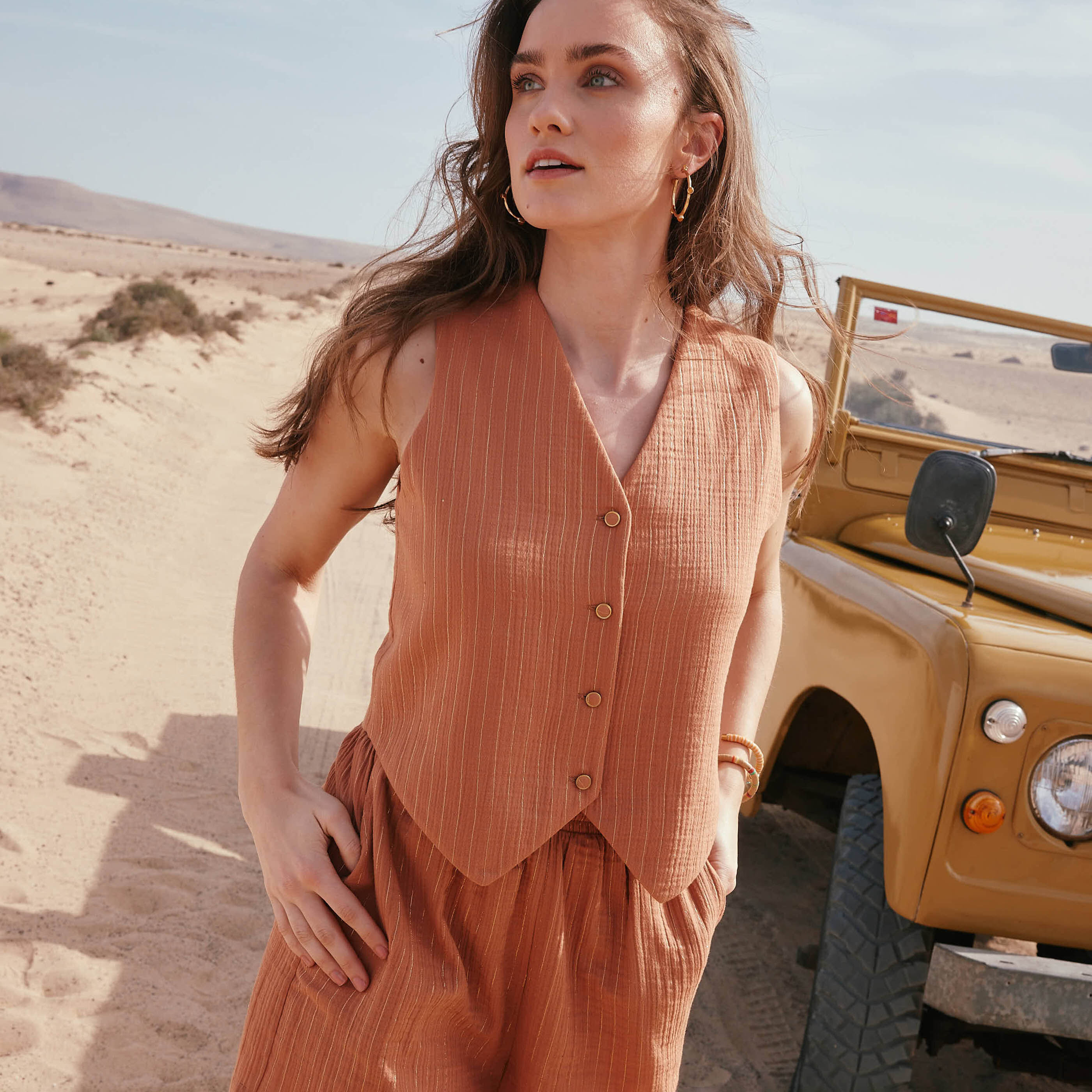 Gilet gaze de coton femme