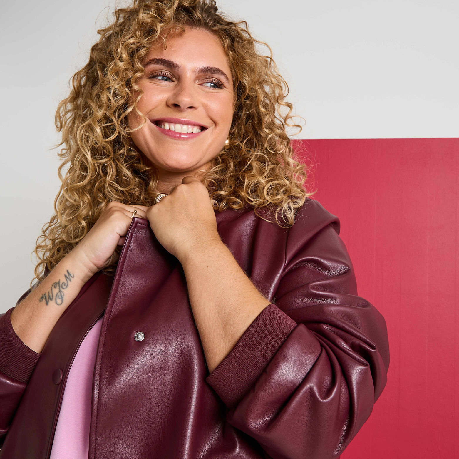Bomber en simili cuir femme