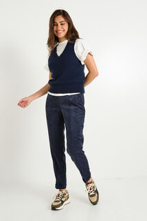 Pantalon tall en velours à revers femme