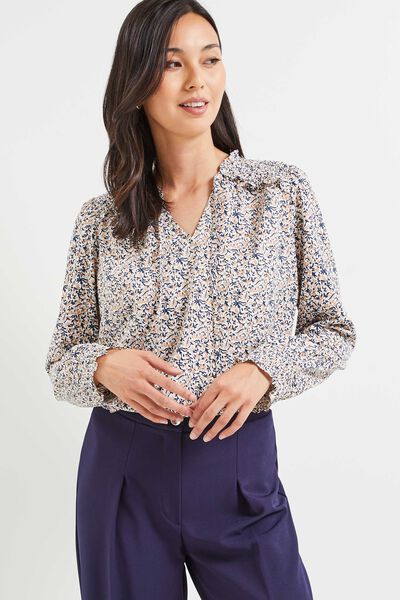 Blouse à smock fleurie