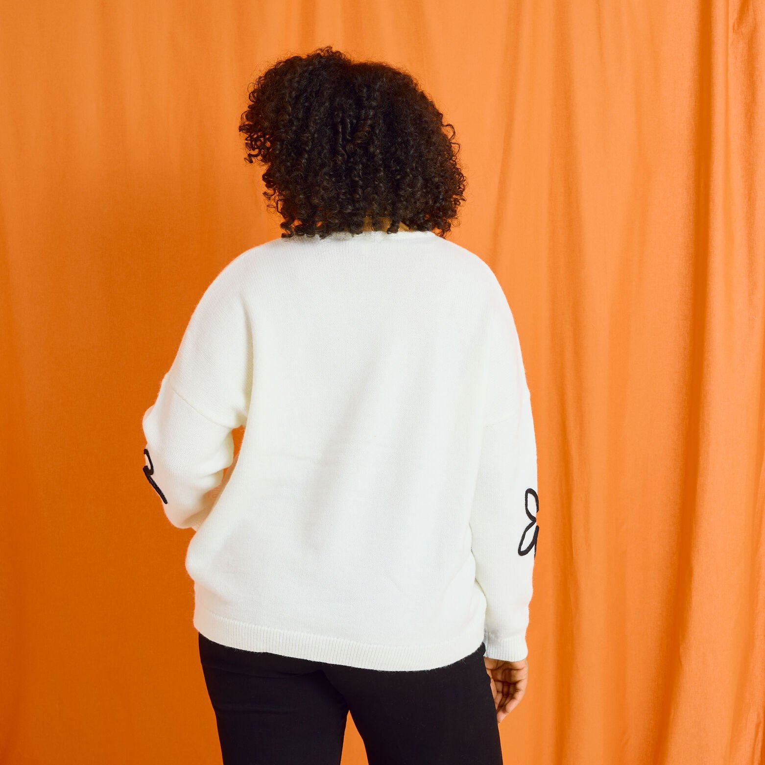 Pull fleurs brodées femme
