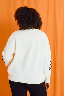 Pull fleurs brodées femme