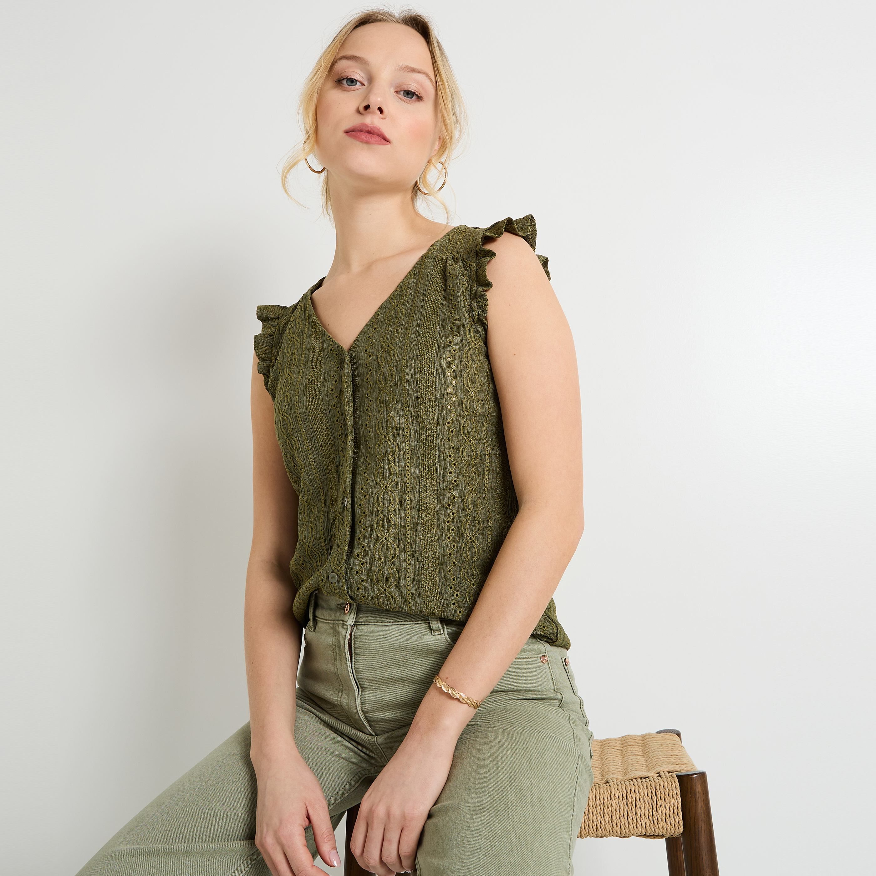 D&eacute;bardeur col V femme