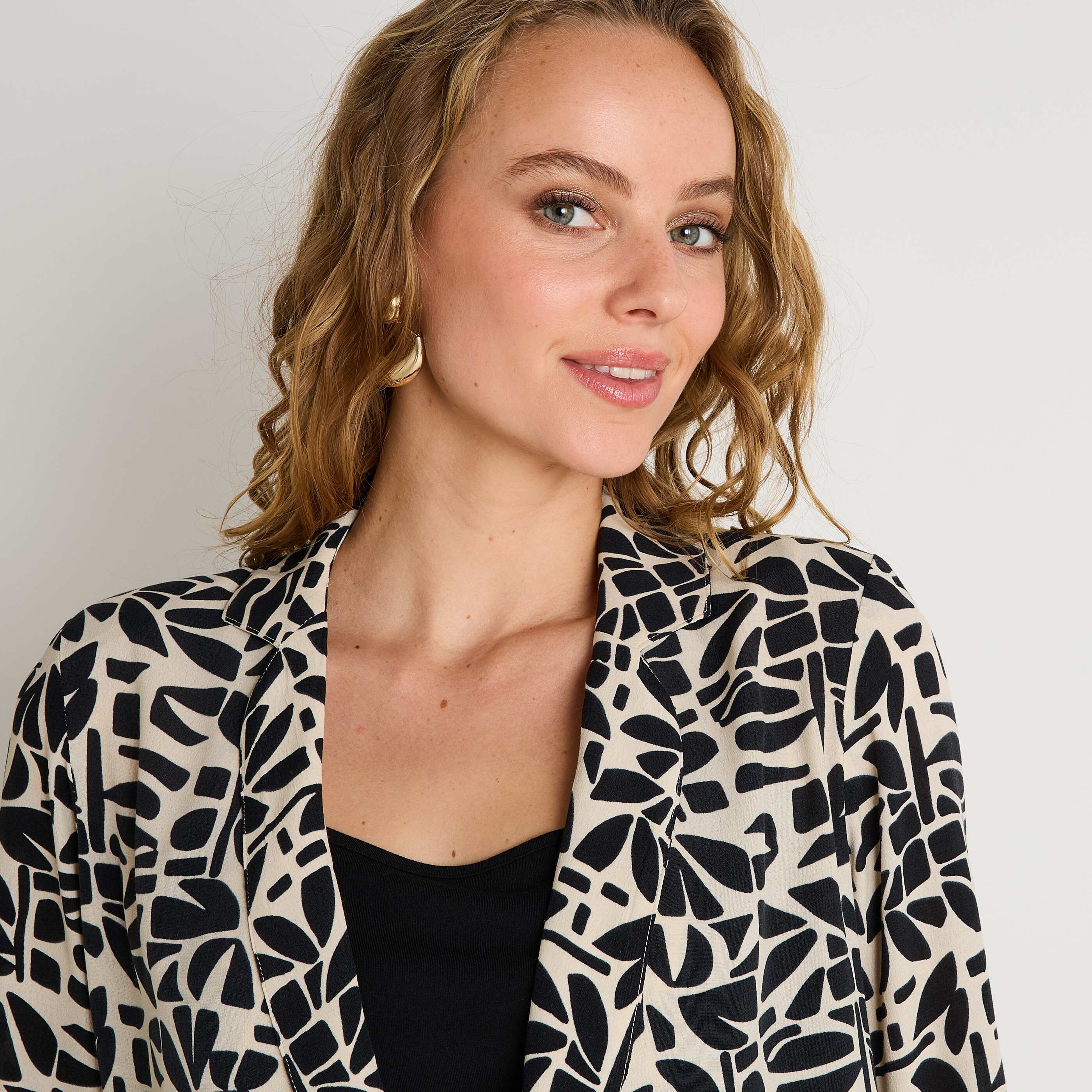 Blazer imprim&eacute; feuillage femme