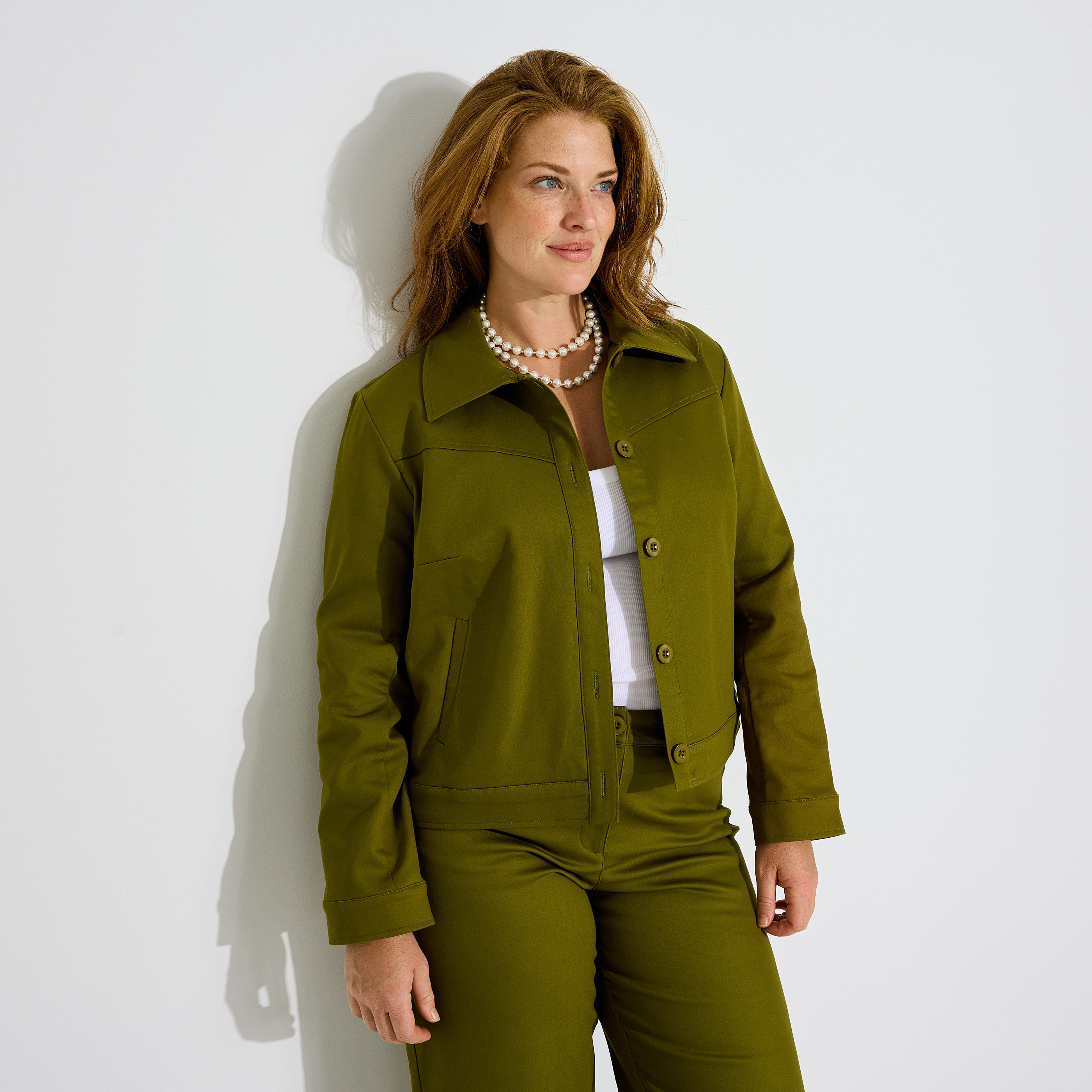 Veste courte col chemise femme