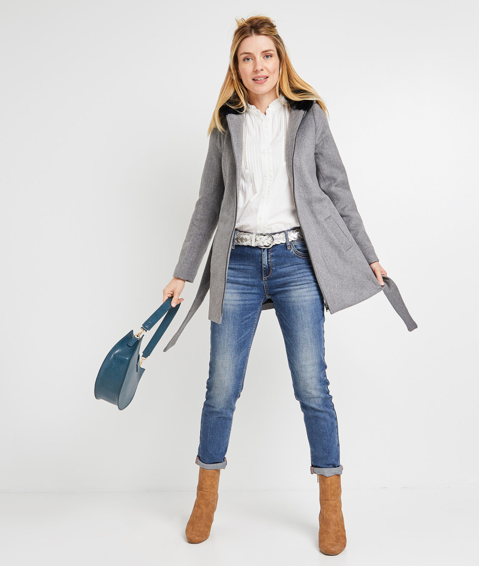 Manteau peignoir à capuche femme