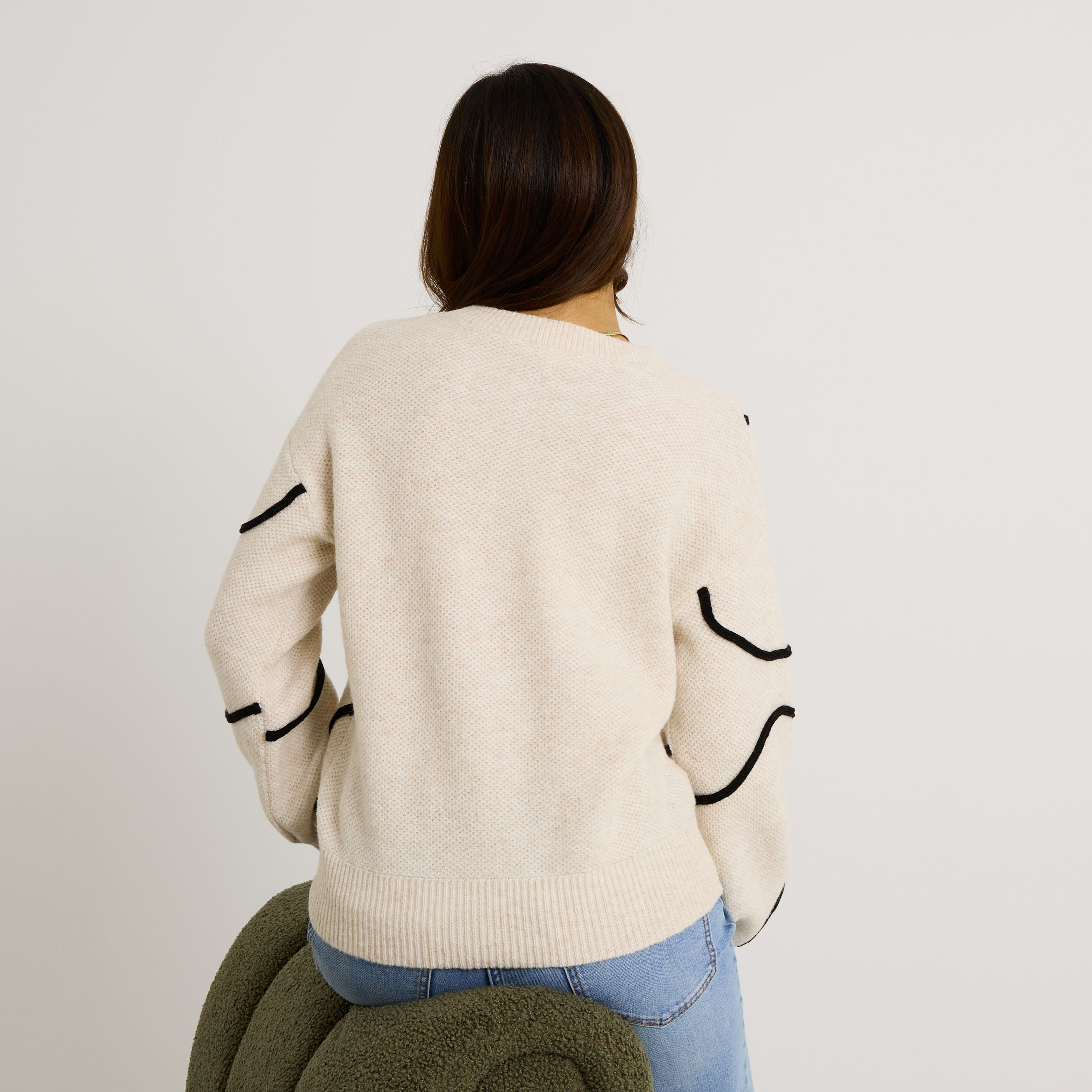 Pull col rond cording femme