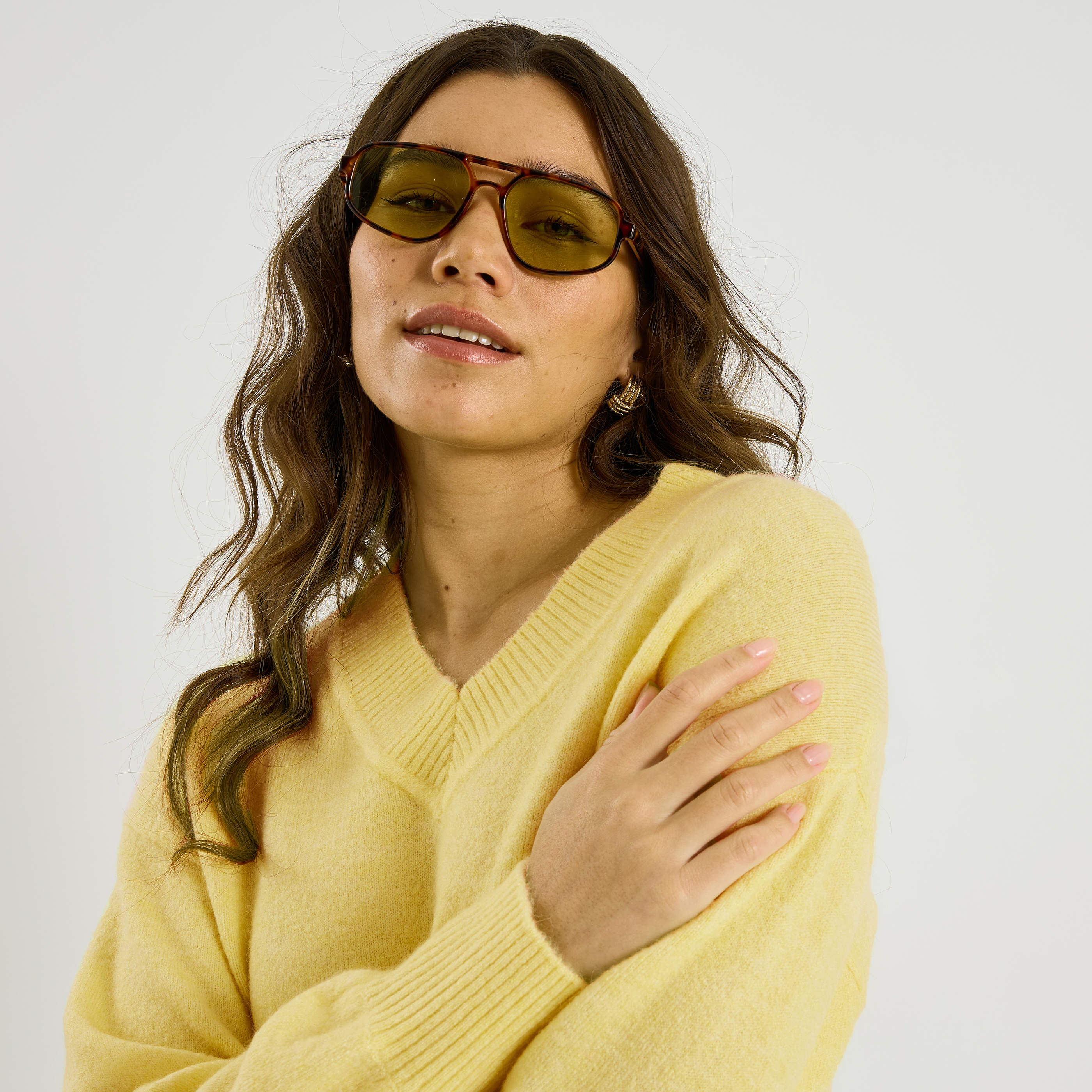 Pull loose &agrave; col V femme