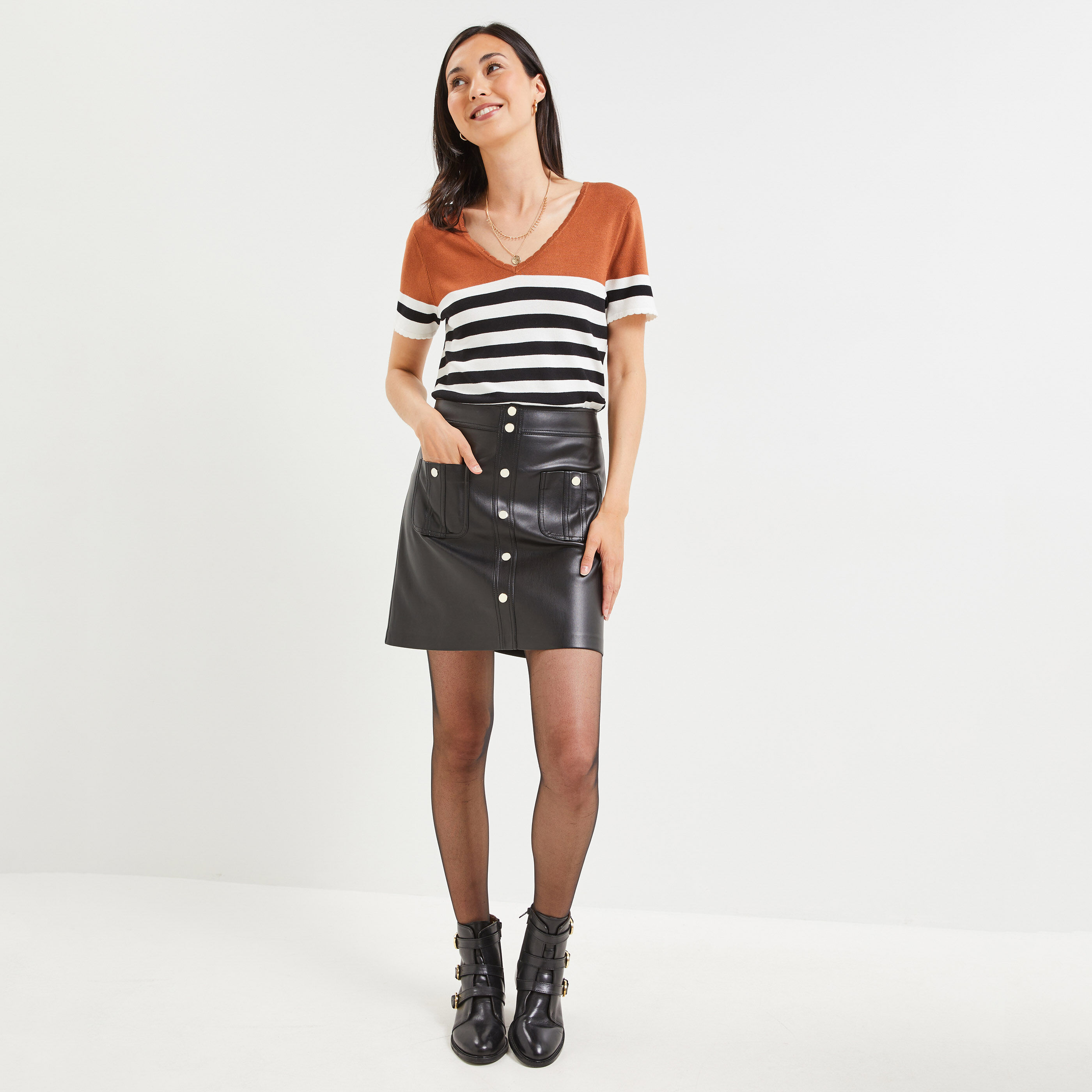 Jupe trapeze femme NOIR Graindemalice
