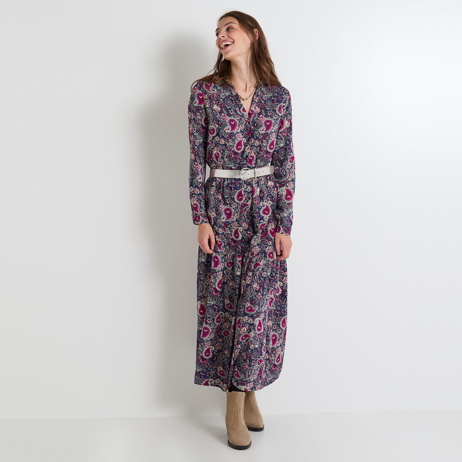 Robe col chemise femme