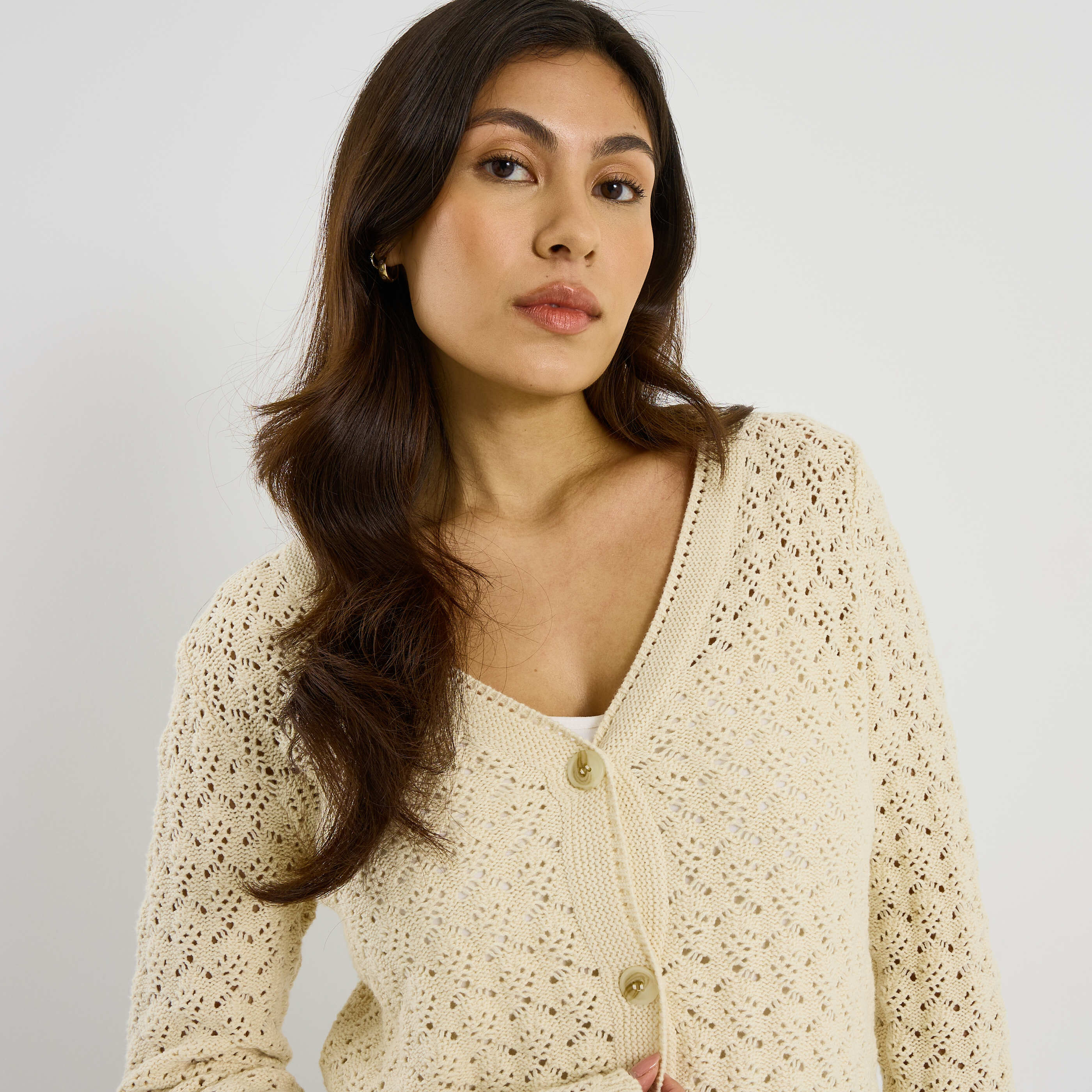 Gilet &agrave; boutons col V femme