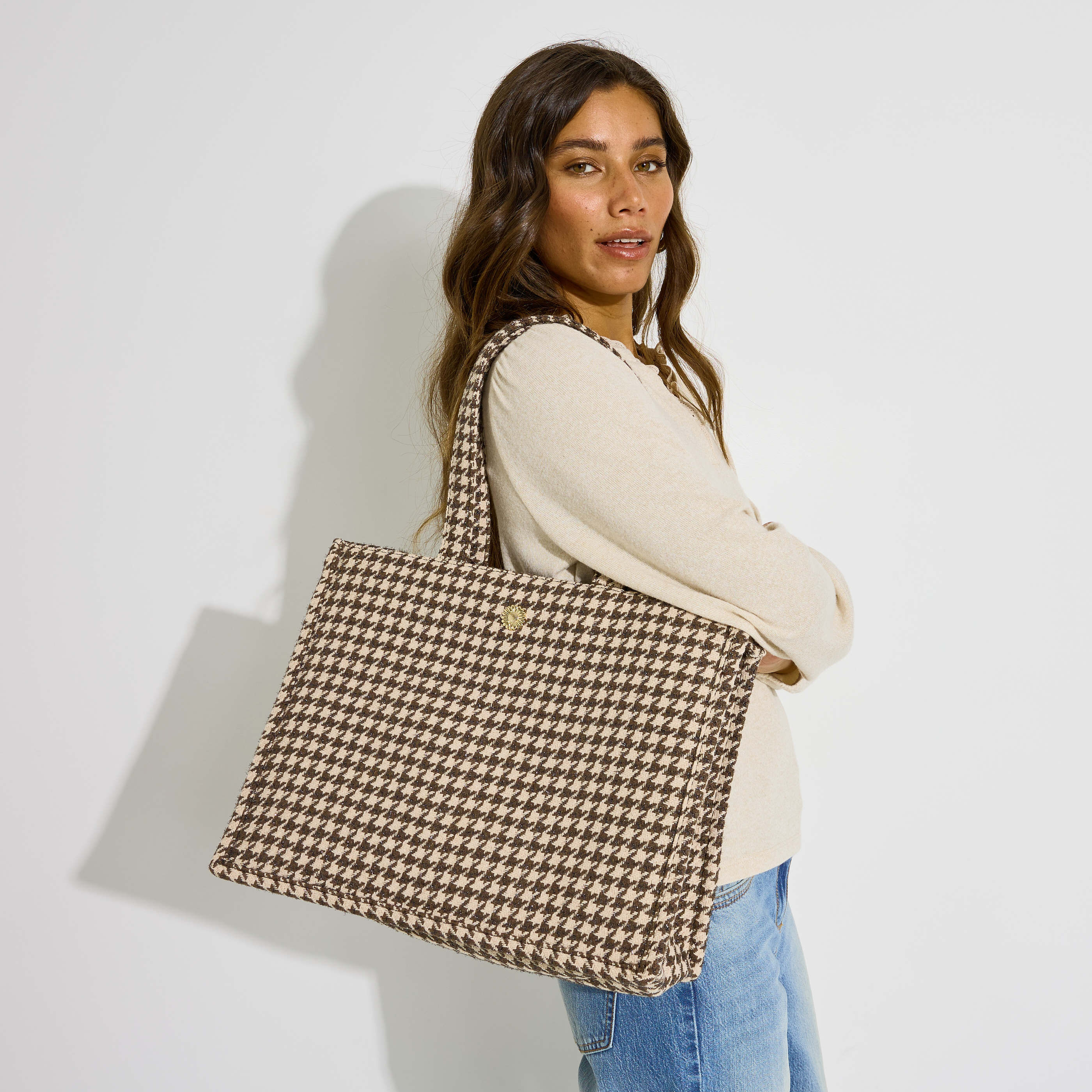 Grand sac cabas en tweed femme
