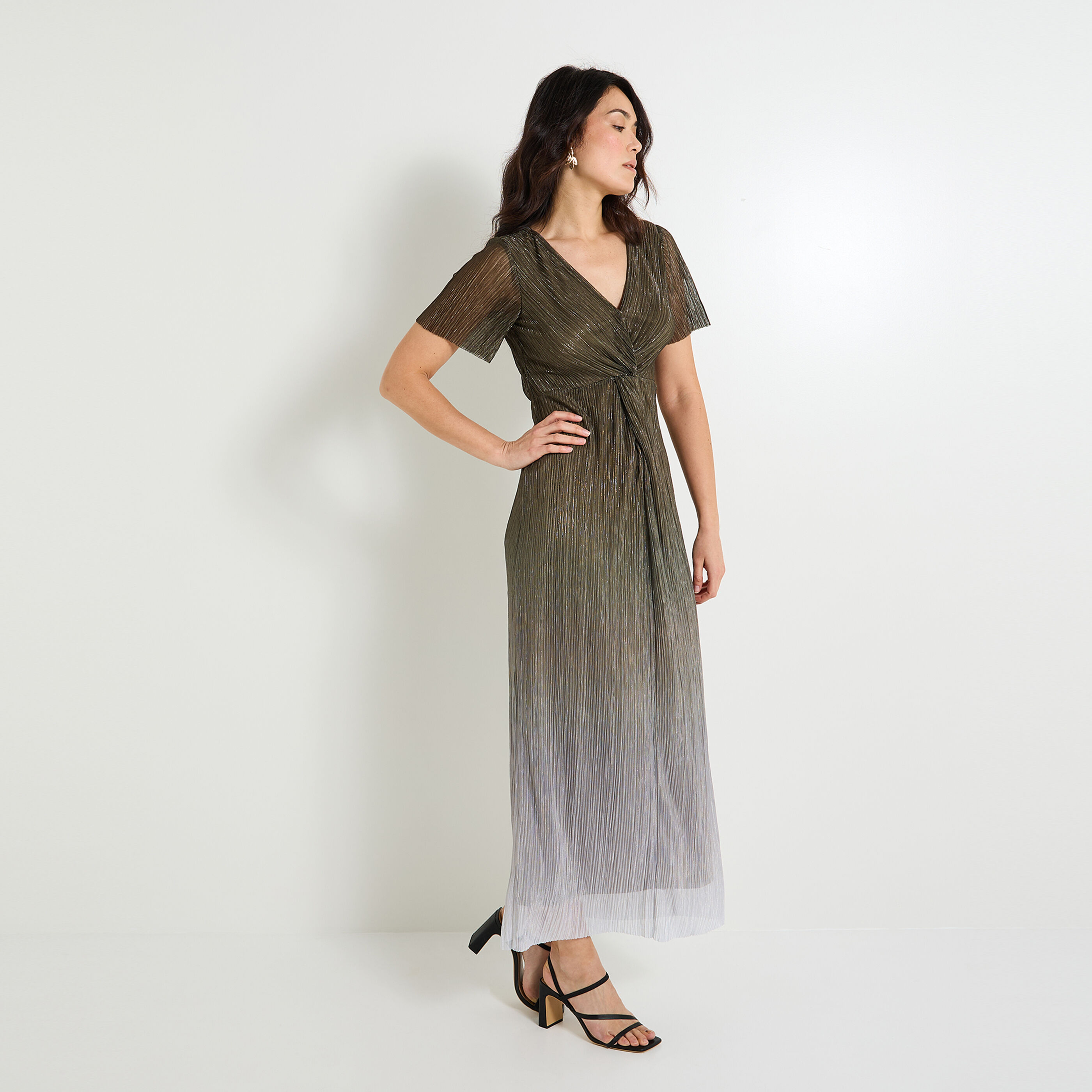 Robe longue iris&eacute;e femme