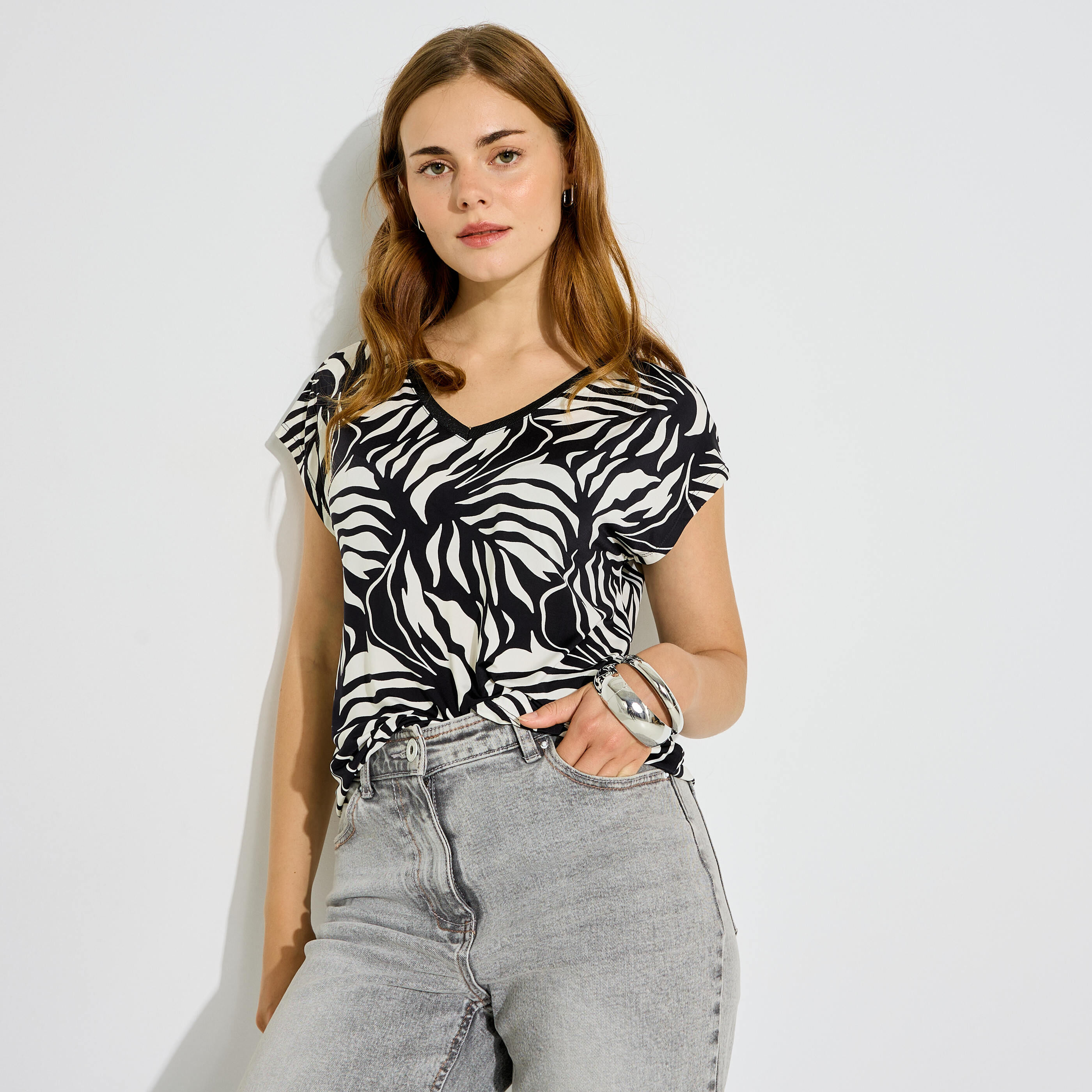 Tshirt col V femme