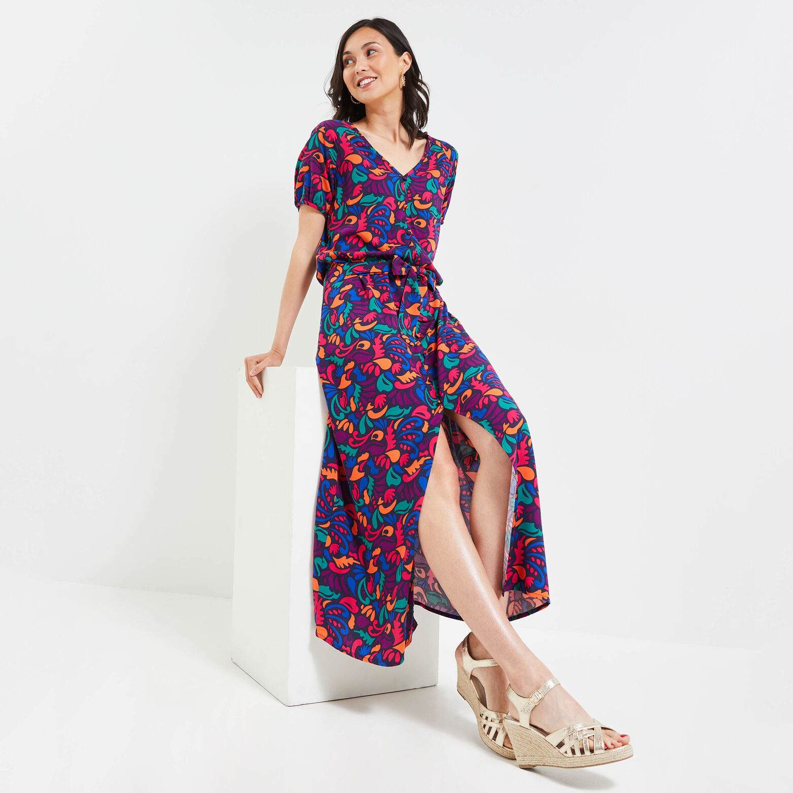 Robe longue imprimée femme
