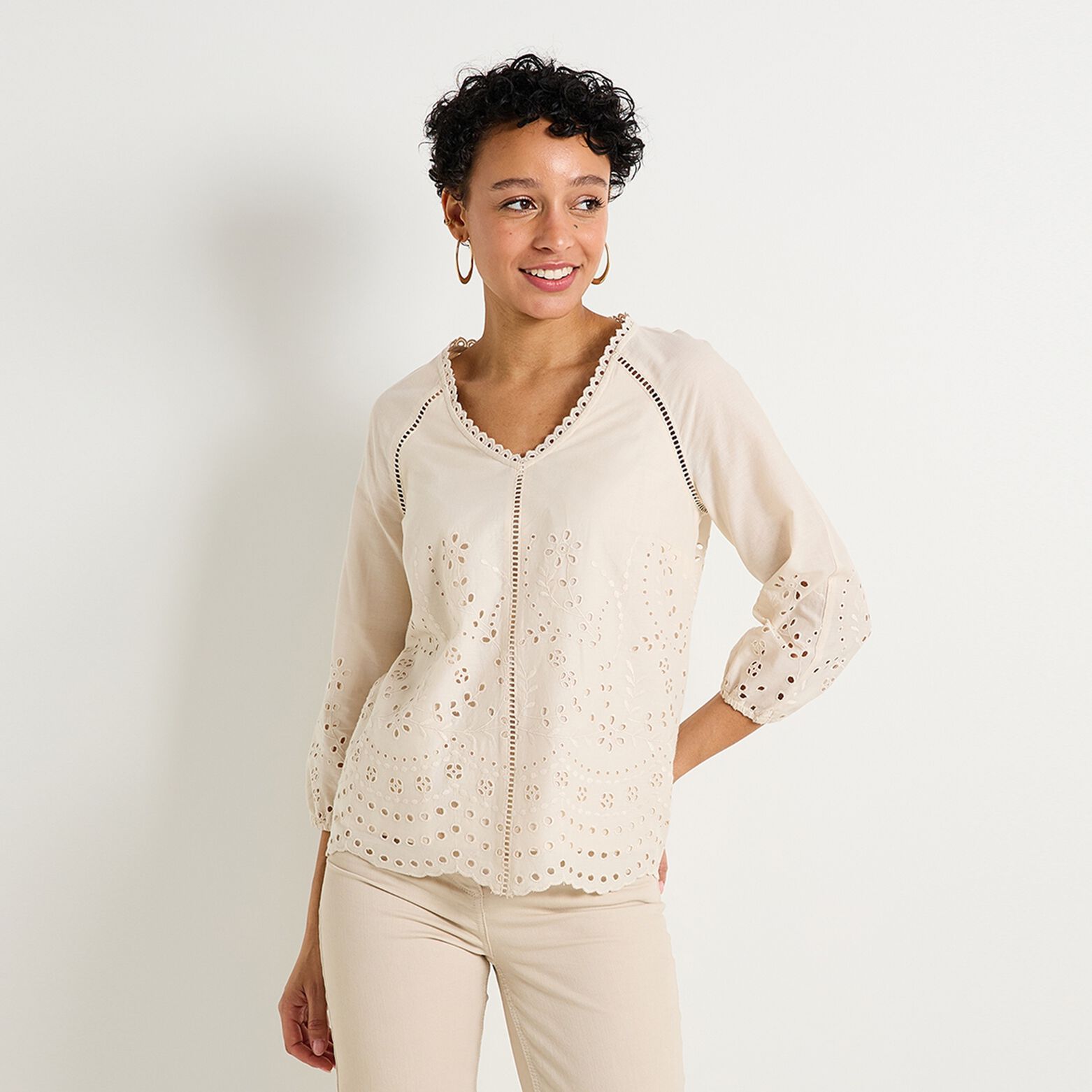 Blouse col V femme