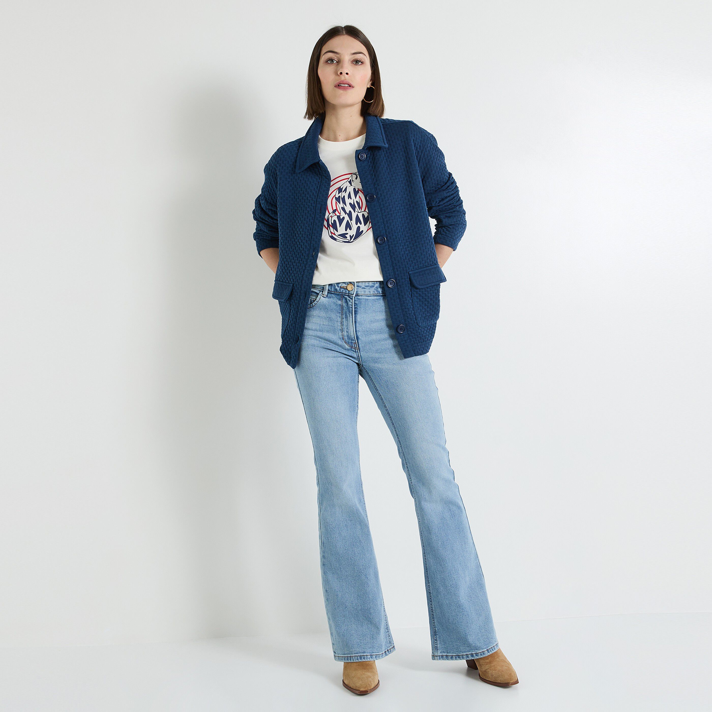 Surchemise matelass&eacute;e en maille femme