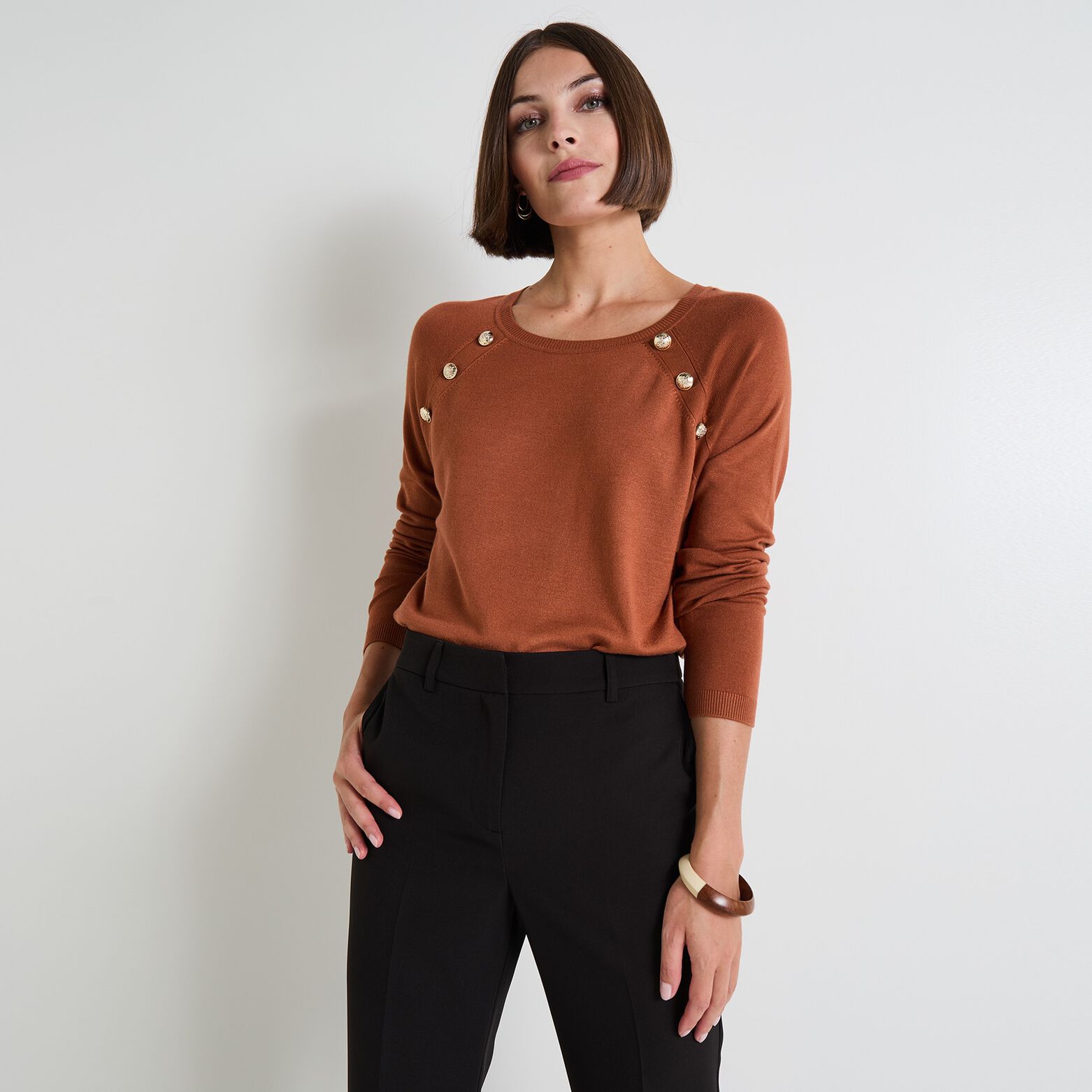 Pull col rond femme