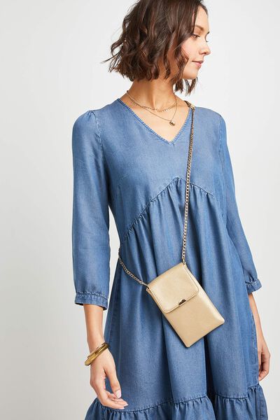 Pochette de téléphone dorée femme
