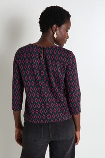 T-shirt jacquard manches 3/4 femme