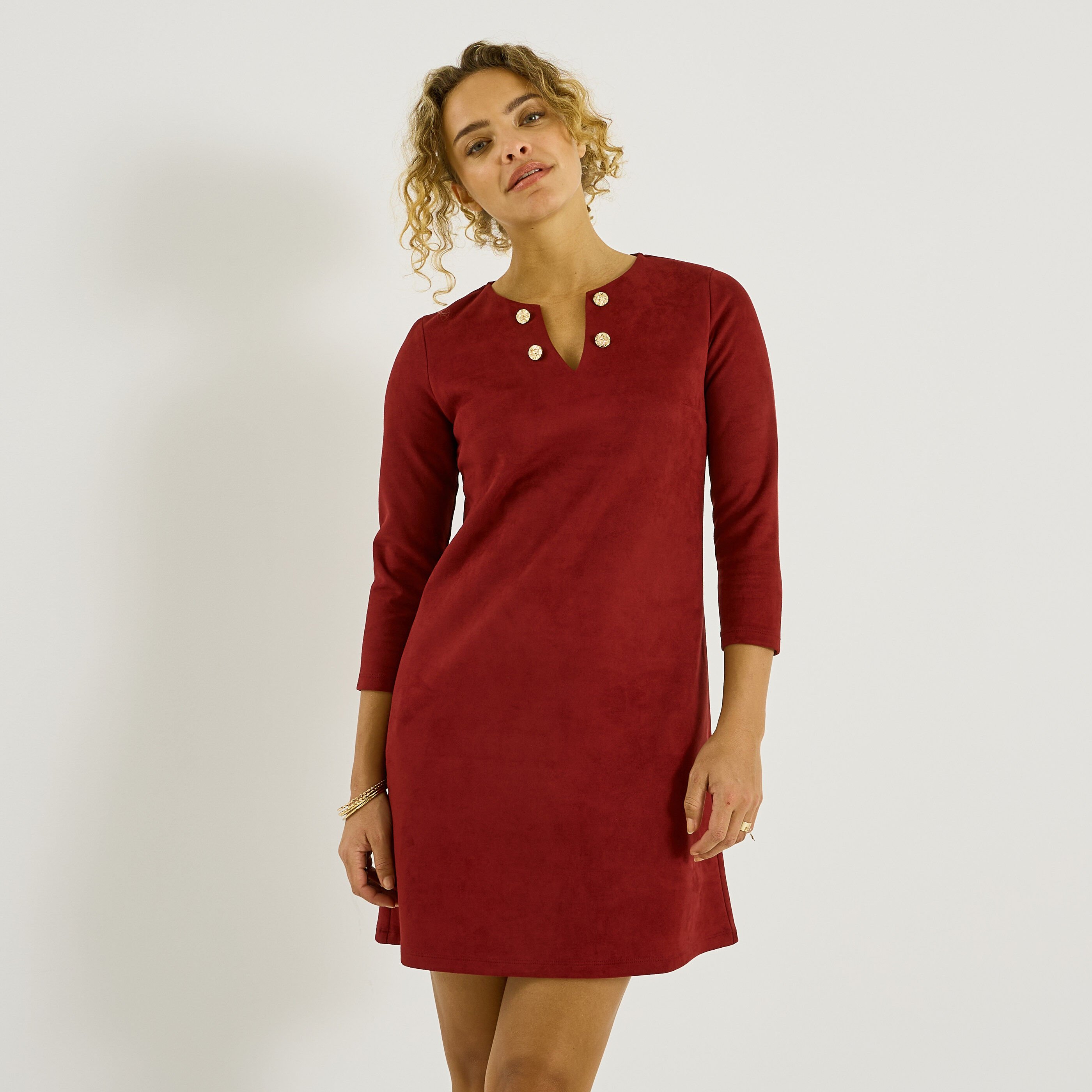 Robe courte en su&eacute;dine