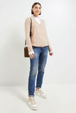 Pull bi matière femme