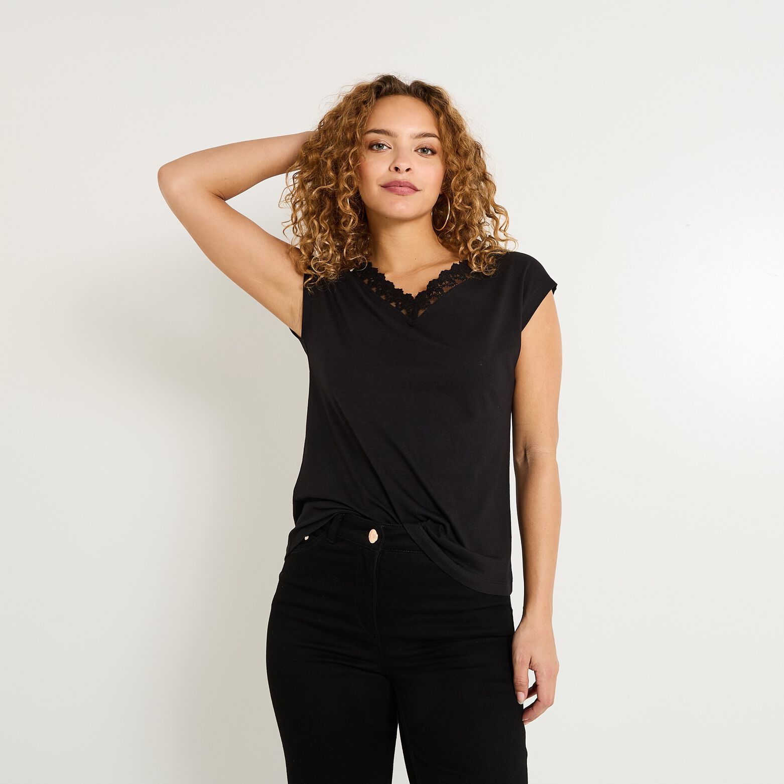 T-shirt col V femme
