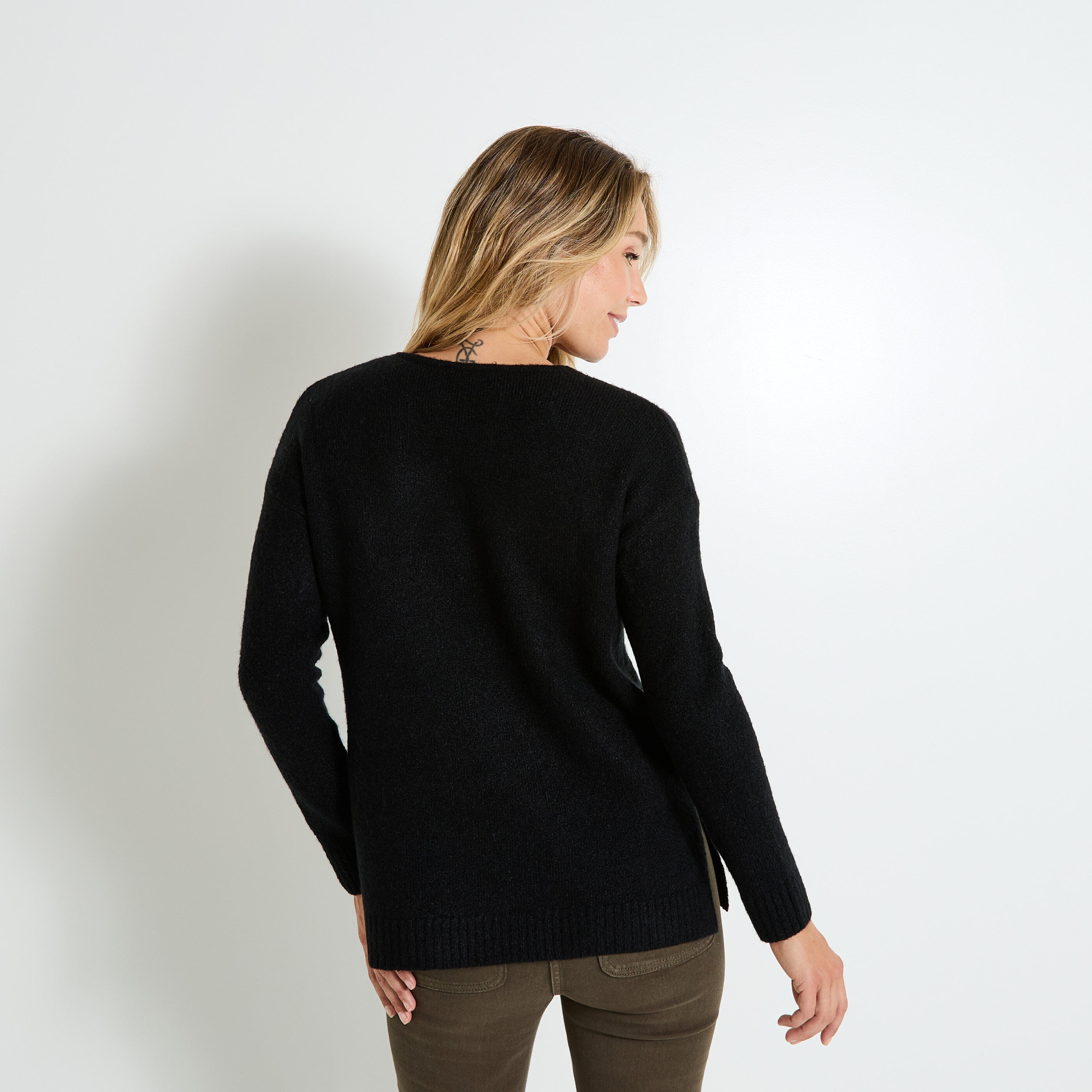 Pull col V femme
