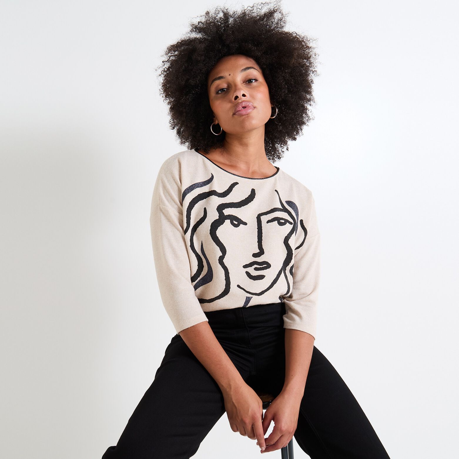 T-shirt col U femme