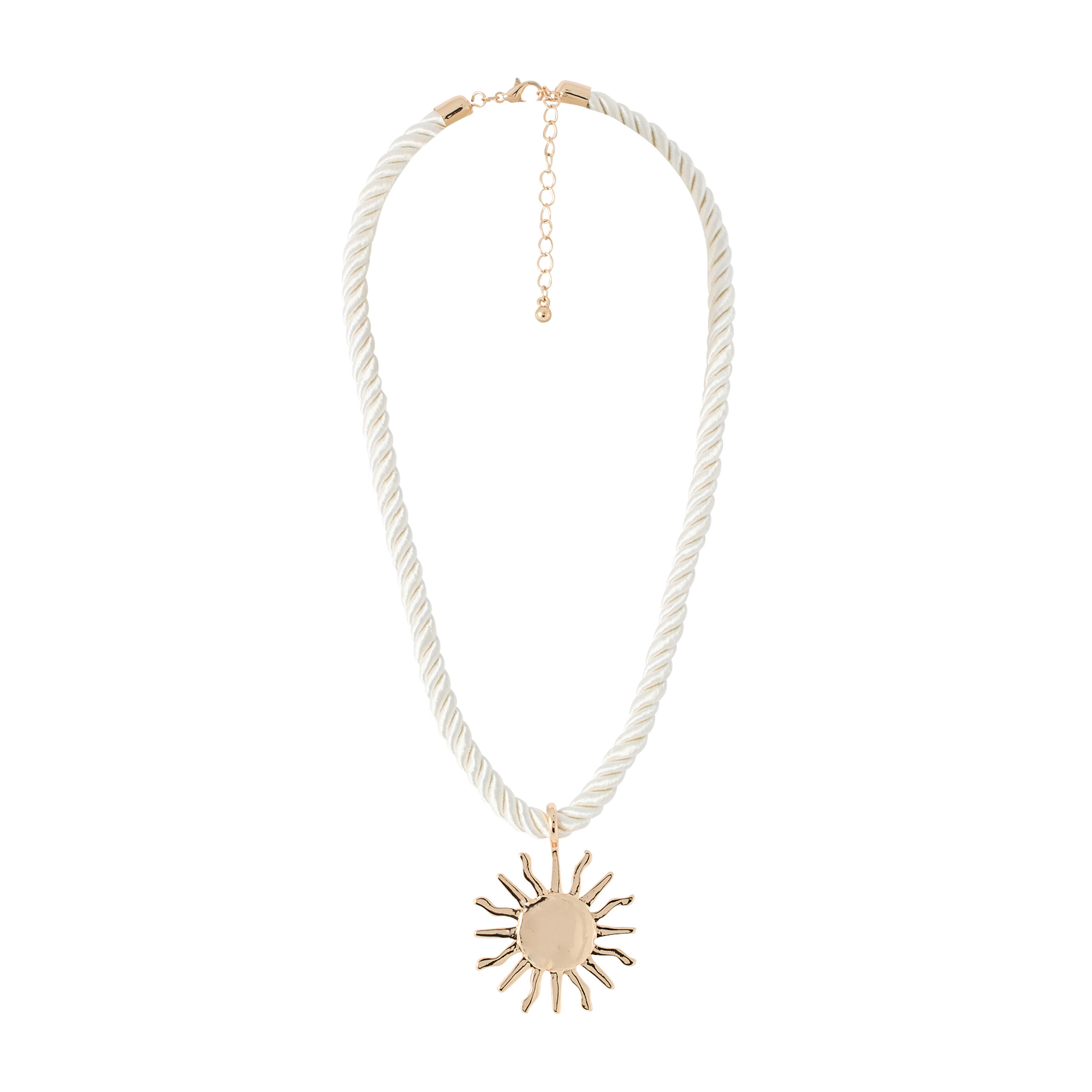 Collier corde pendentif soleil femme