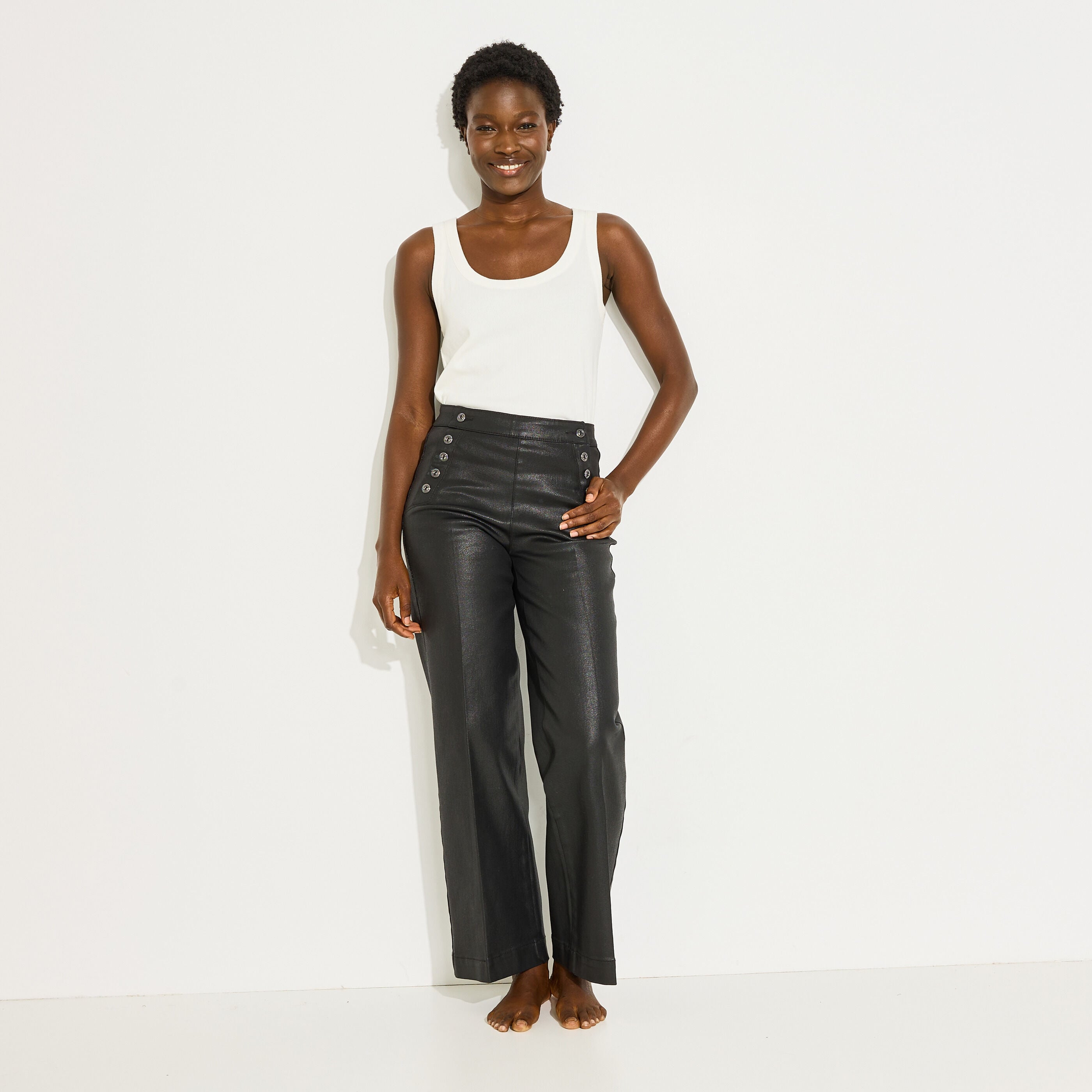Jean flare enduit EPOMPON F02 femme