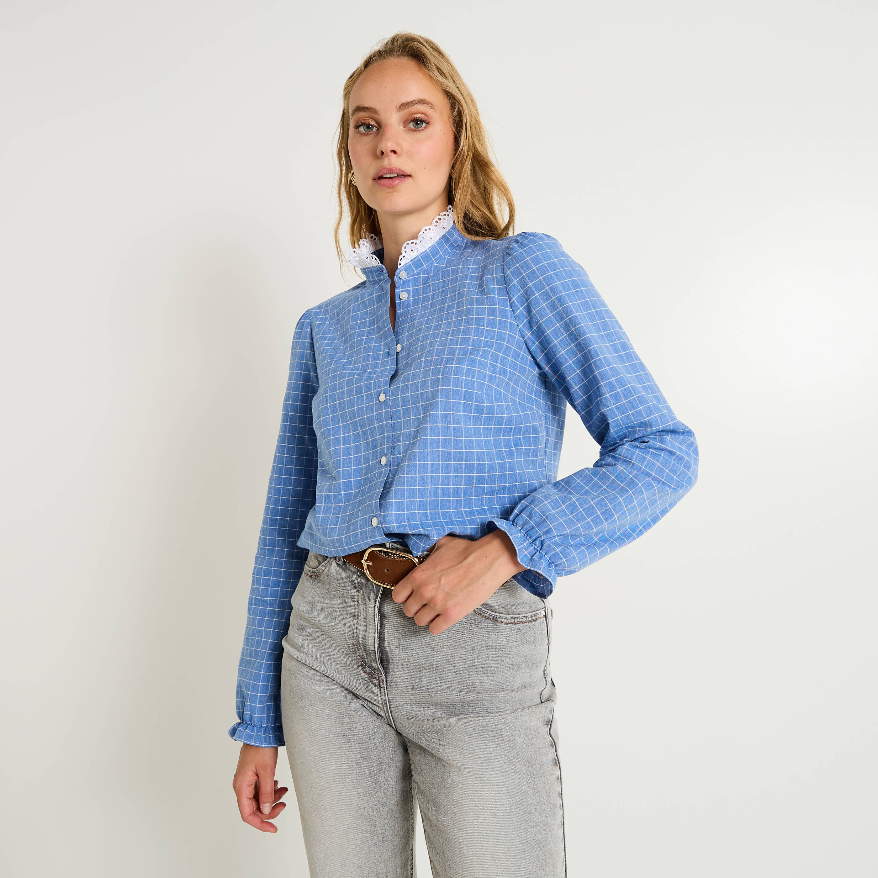 Chemise imprim&eacute; vichy femme