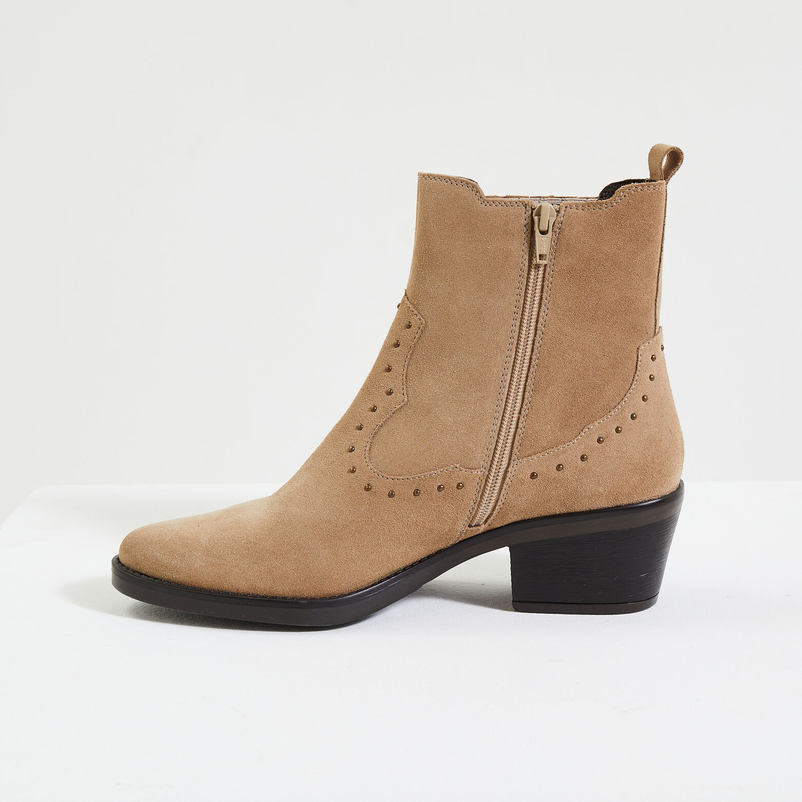 Bottines cuir style santiags