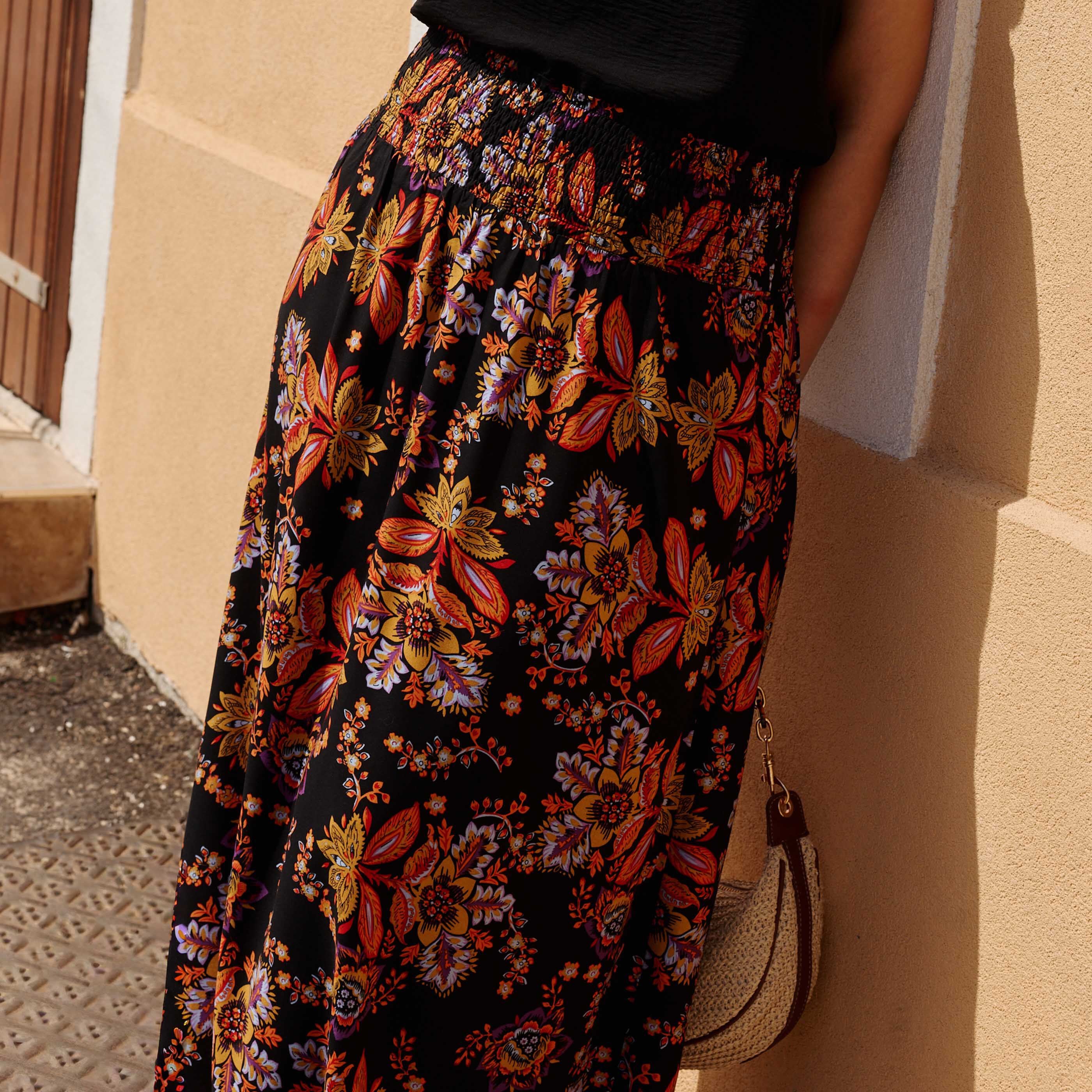 Jupe longue imprim&eacute; floral femme