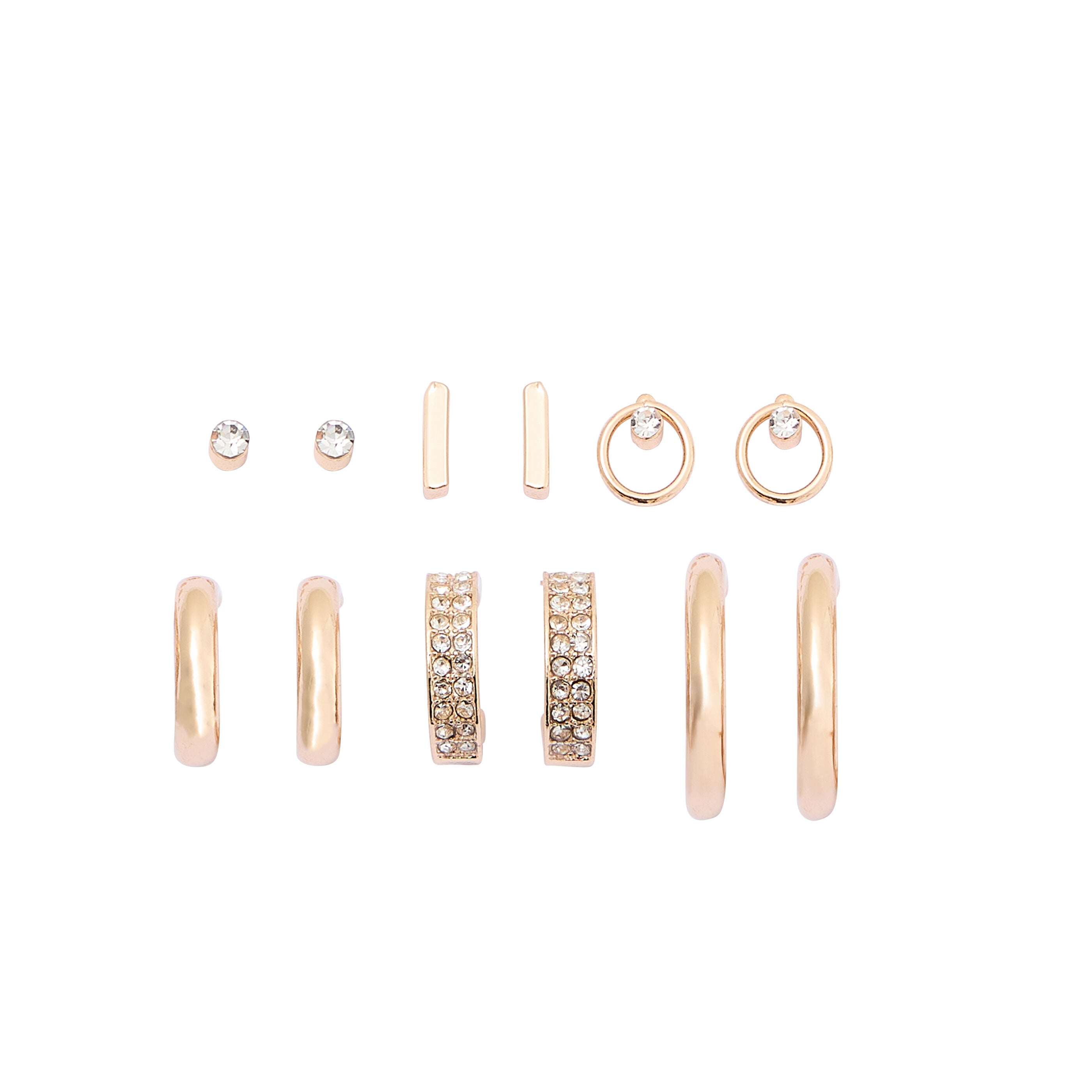 Set de 6 boucles d'oreilles dor&eacute;es
