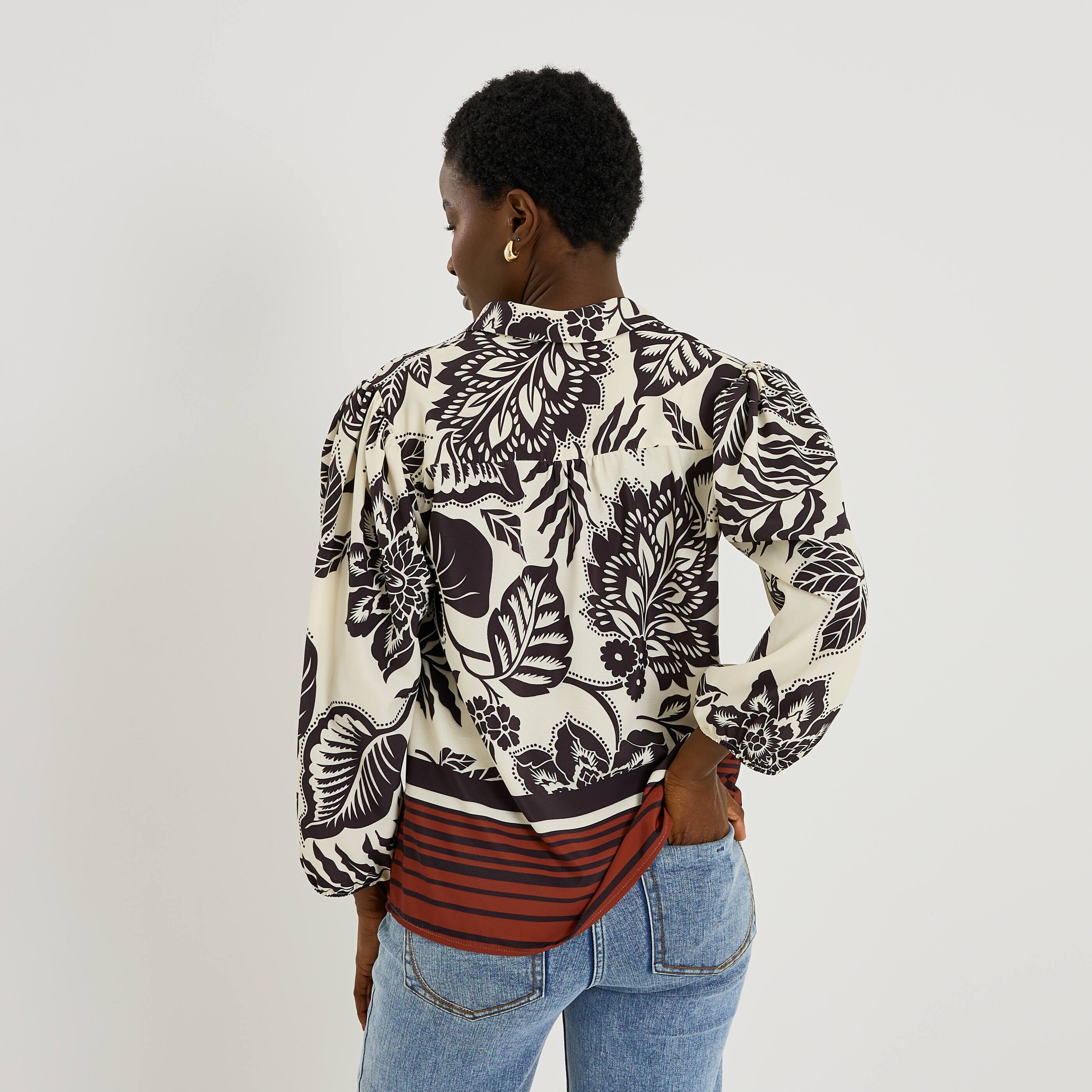 Blouse fluide imprim&eacute; floral femme