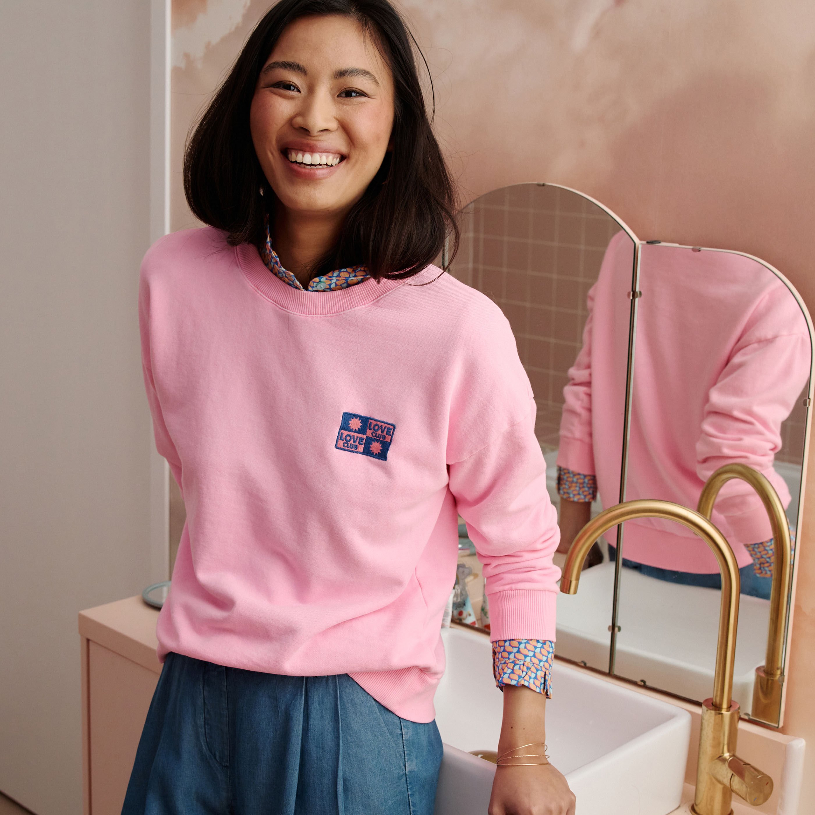 Sweat manches longues brod&eacute; femme