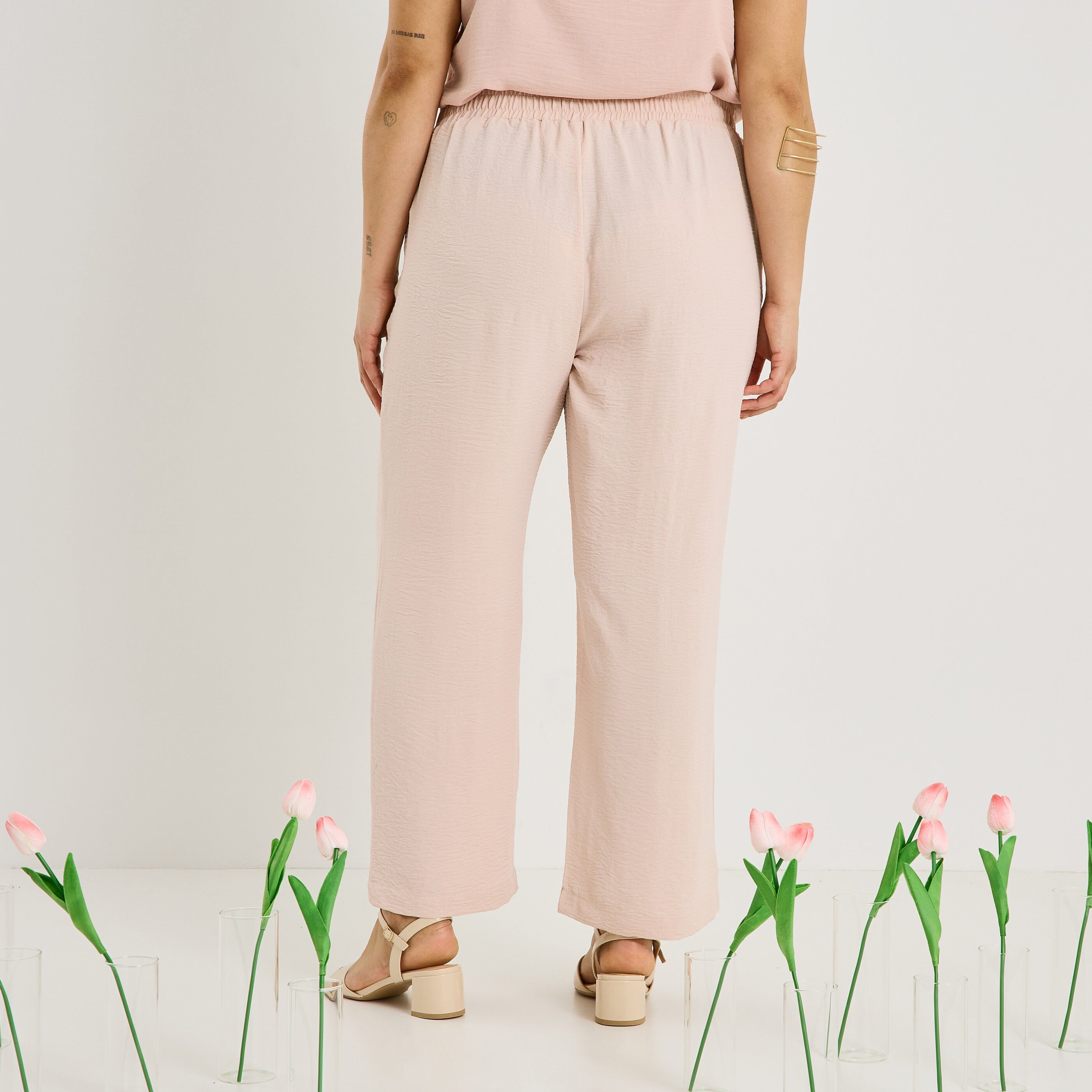 Pantalon fluide taille &eacute;lastiqu&eacute;e femme