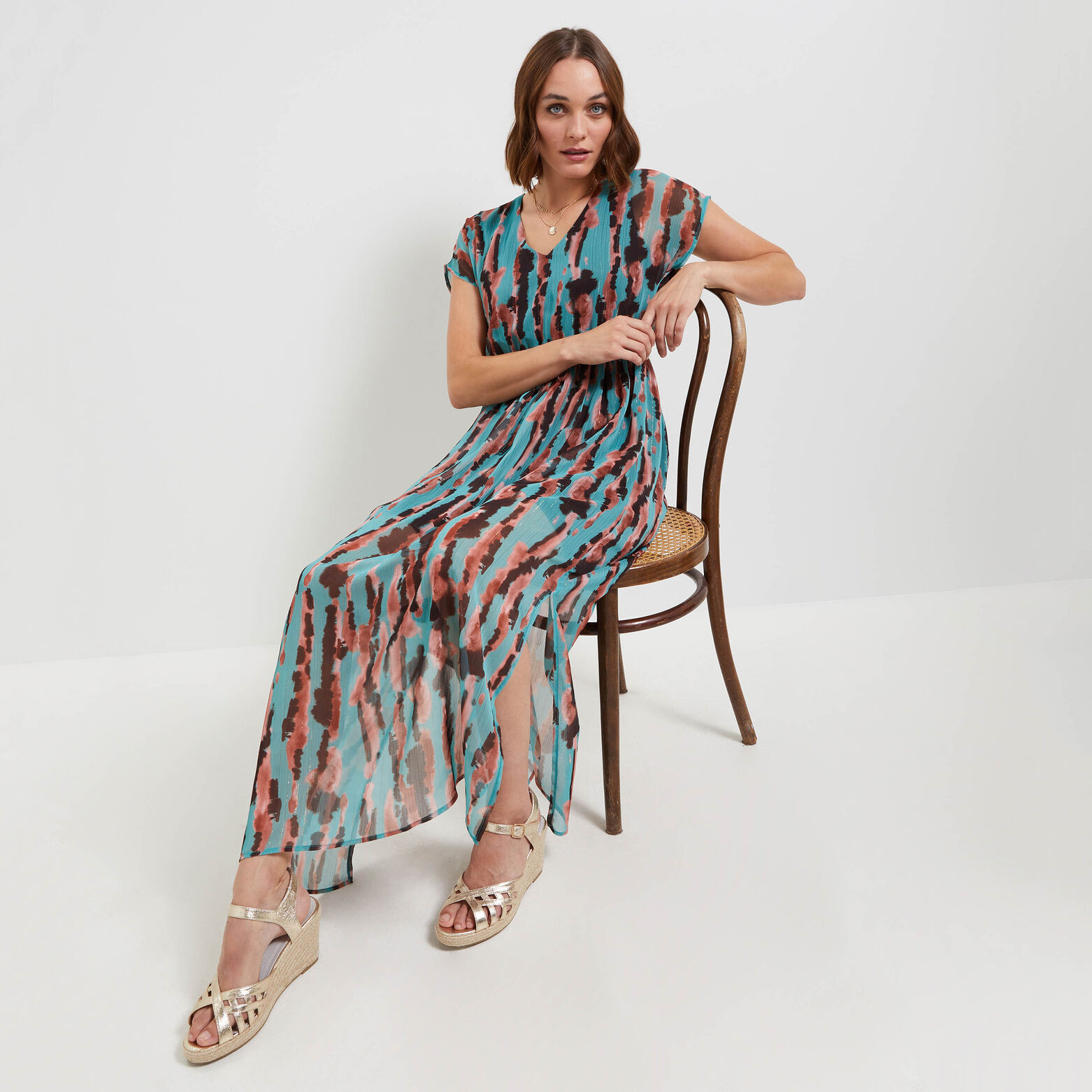 Robe longue imprimée femme