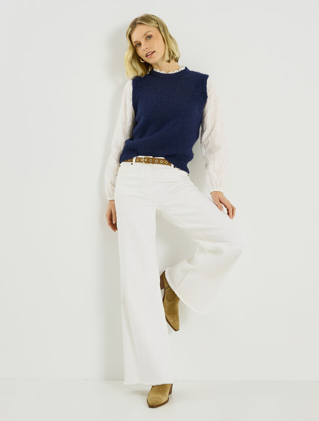 Pull bi-mati&egrave;re col montant femme