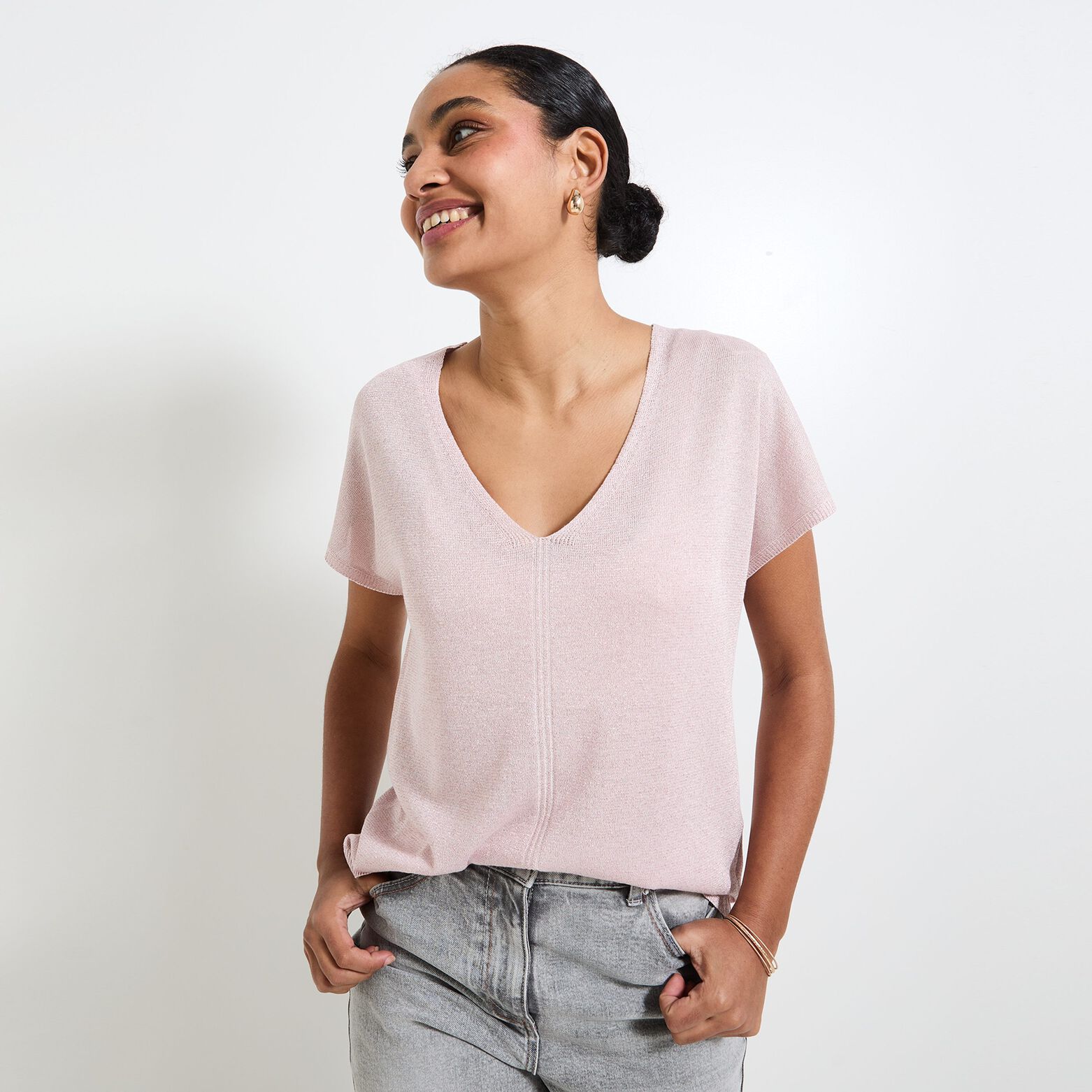 Pull manches courtes femme