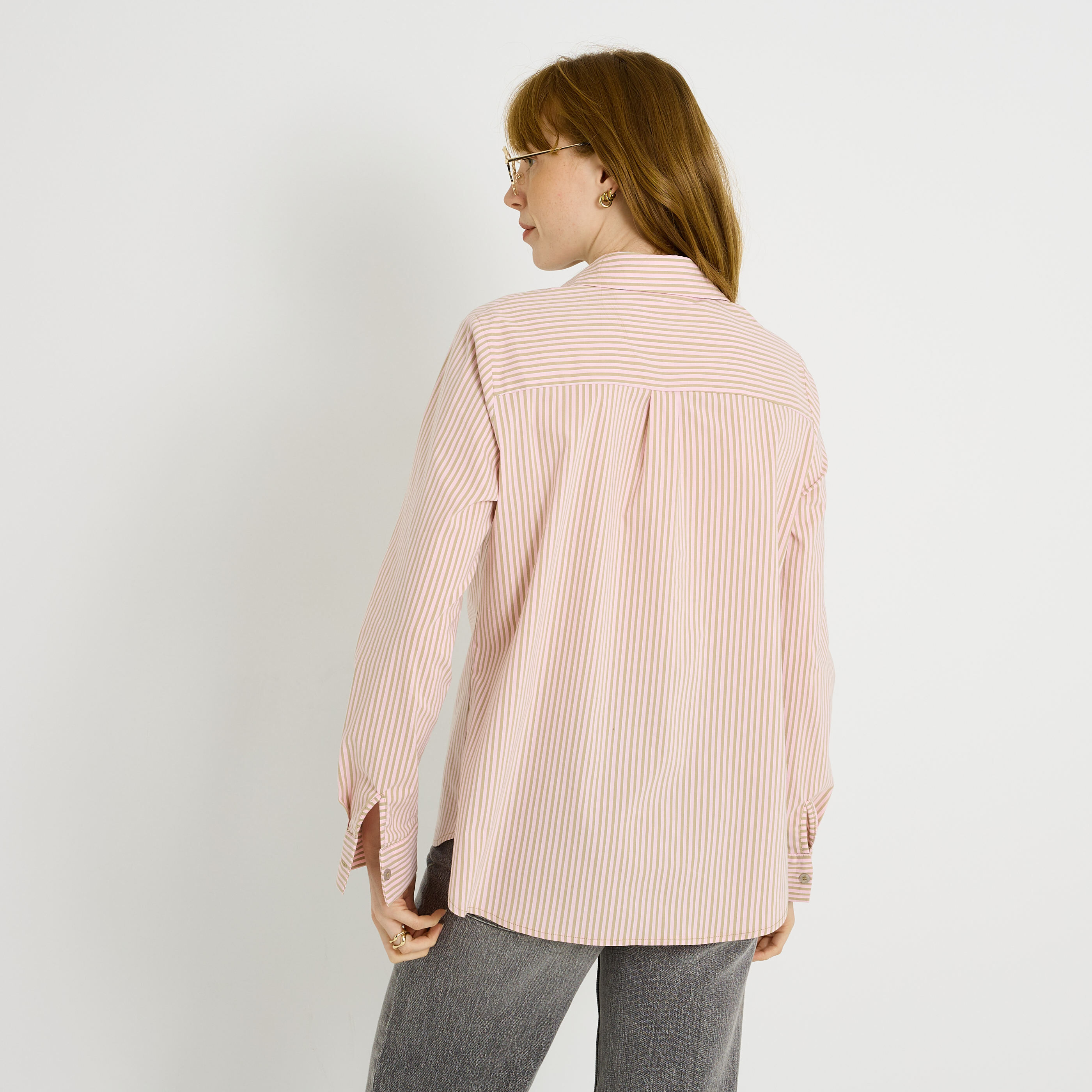 Chemise ray&eacute;e &agrave; boutons fantaisies femme