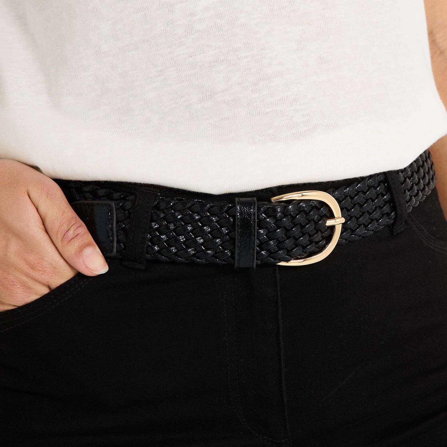 Ceinture large tressée femme