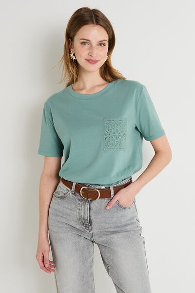 T-shirt poche crochet femme