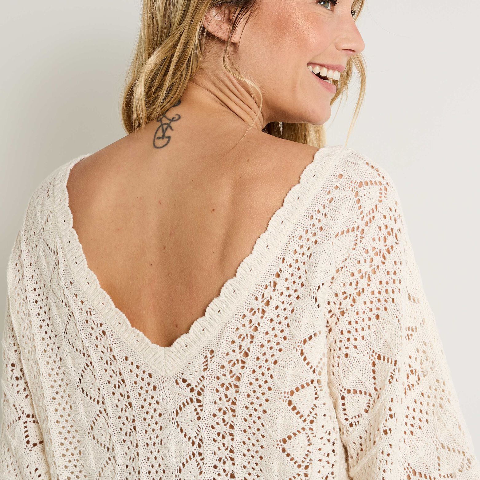 Pull crochet femme