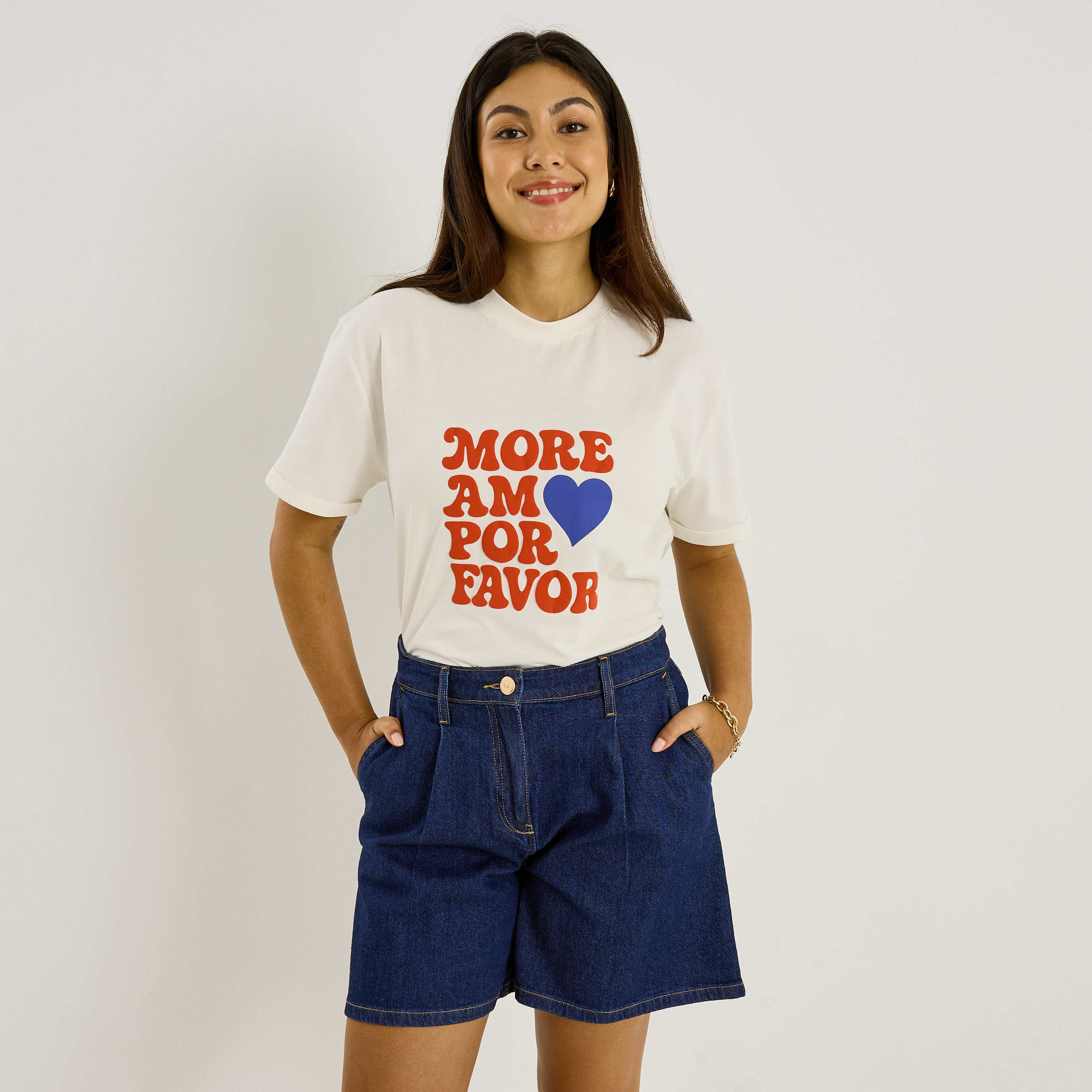 T-shirt col rond print femme